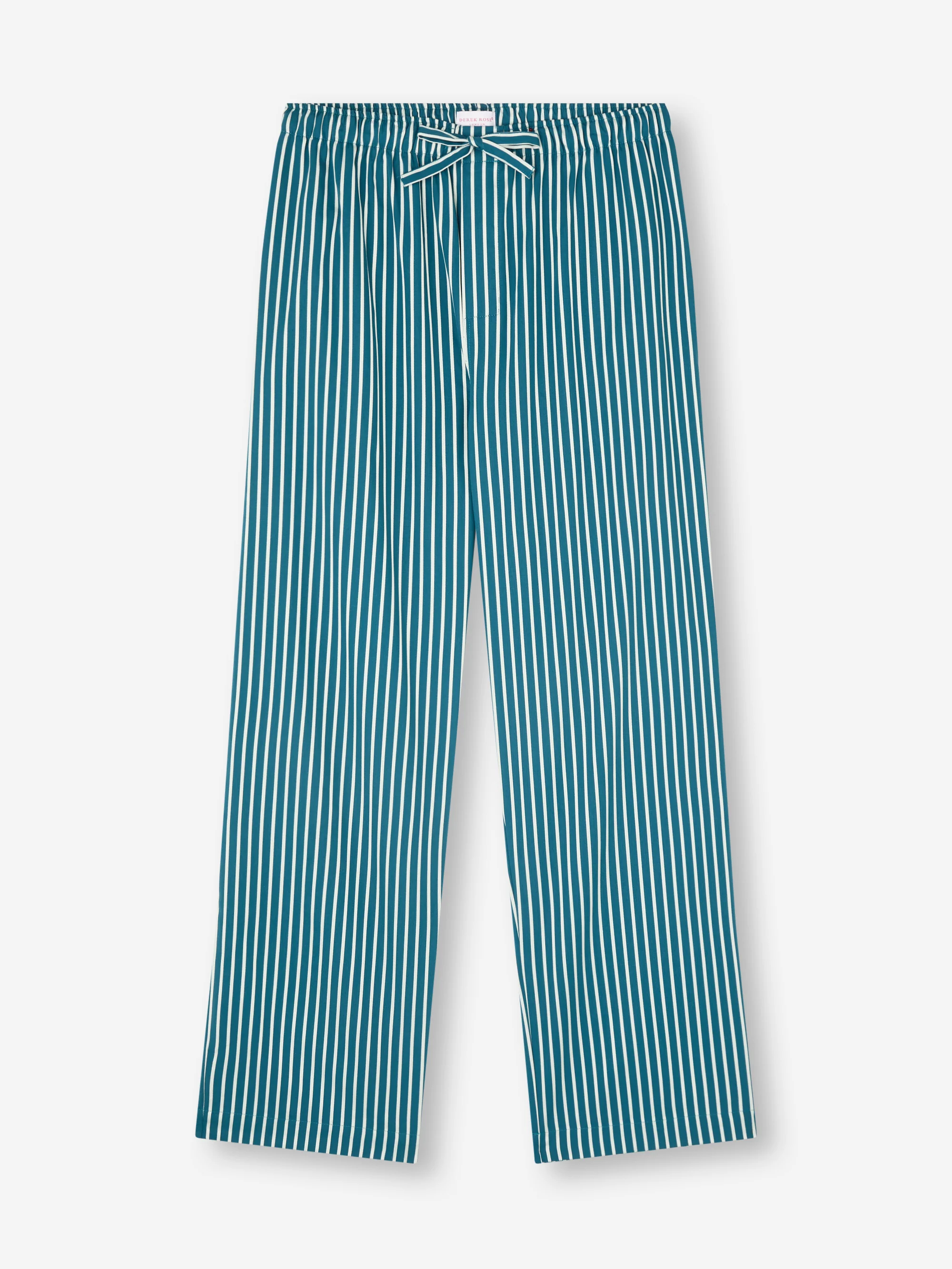 Men's Lounge Trousers Royal Cotton Teal & White Stripe - Image 5