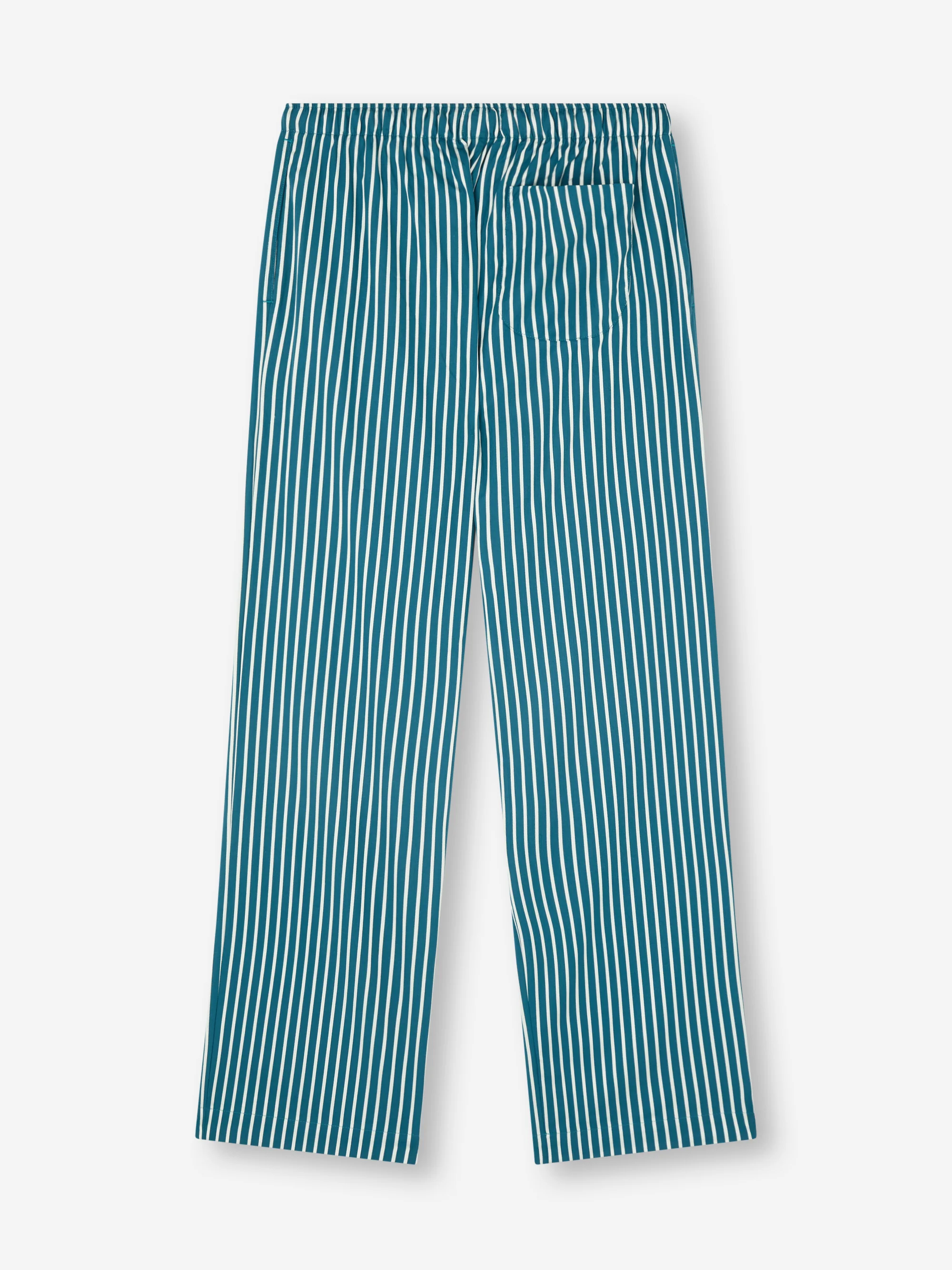 Men's Lounge Trousers Royal Cotton Teal & White Stripe - Image 6