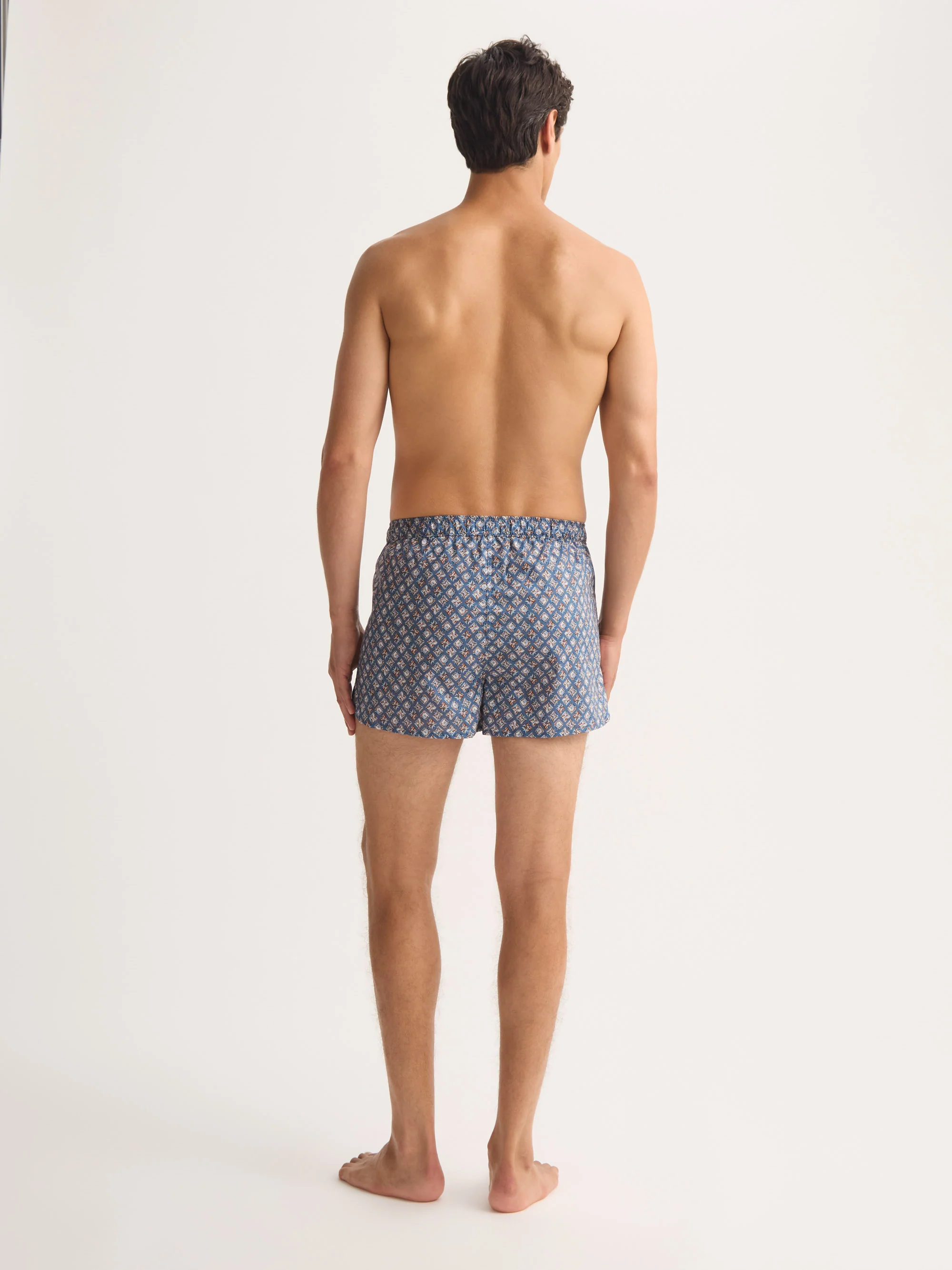 Men's Modern Fit Boxers Cotton Batiste Blue Multicolour Diamond Print - Image 3