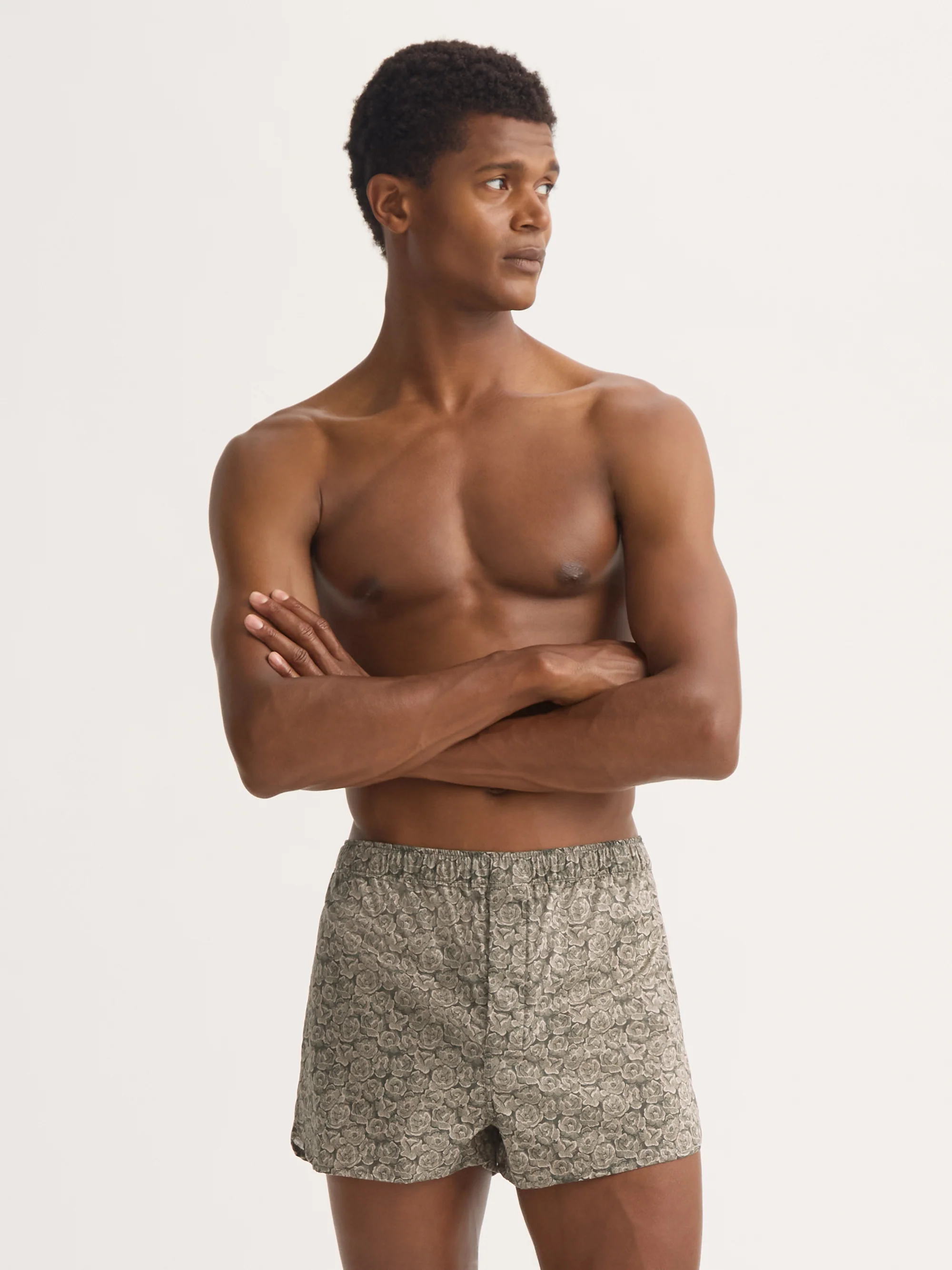 Men's Modern Fit Boxers Cotton Batiste Camo Green Rose Print - Image 2