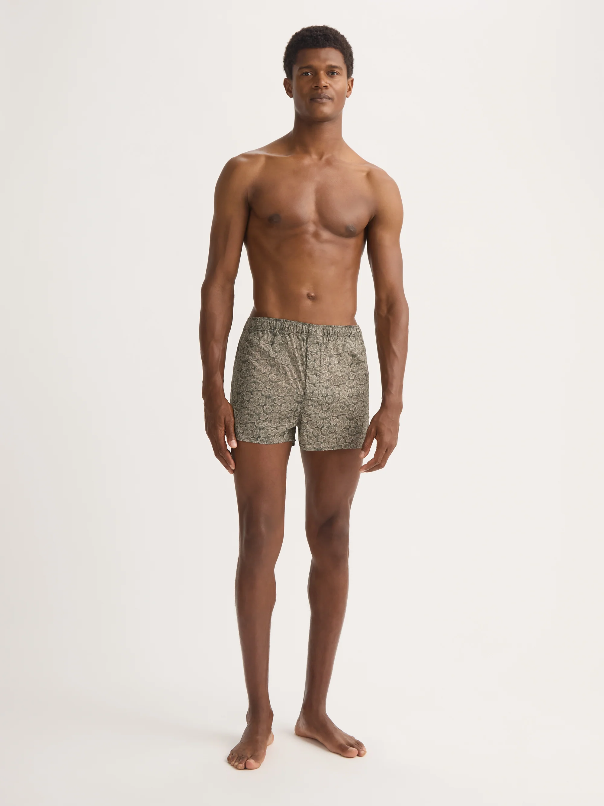 Men's Modern Fit Boxers Cotton Batiste Camo Green Rose Print - Image 3