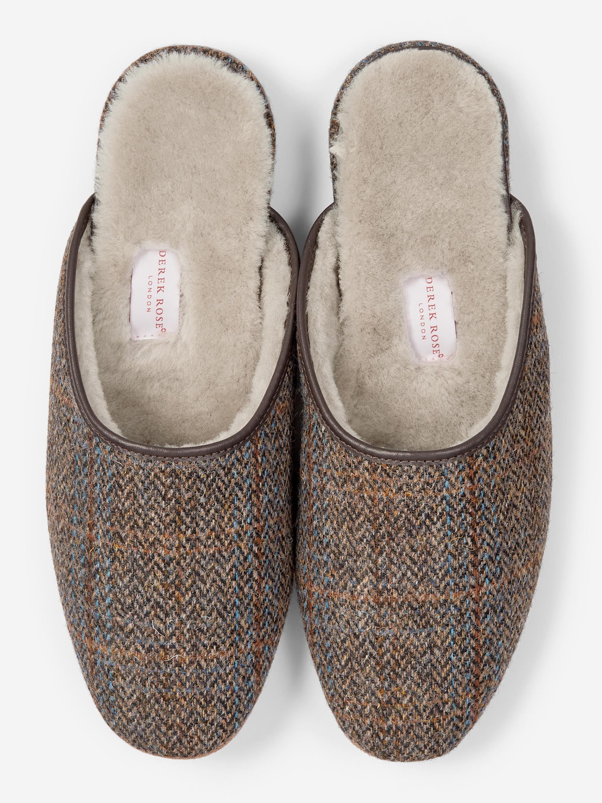 Men's Mule Slippers Douglas 2 Harris Tweed Sheepskin Beige - Image 6