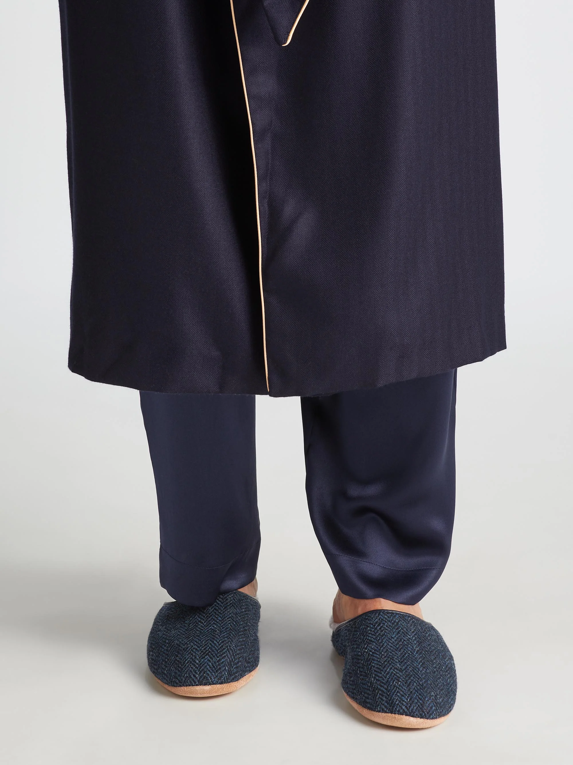 Men's Mule Slippers Douglas 2 Harris Tweed Sheepskin Navy - Image 5
