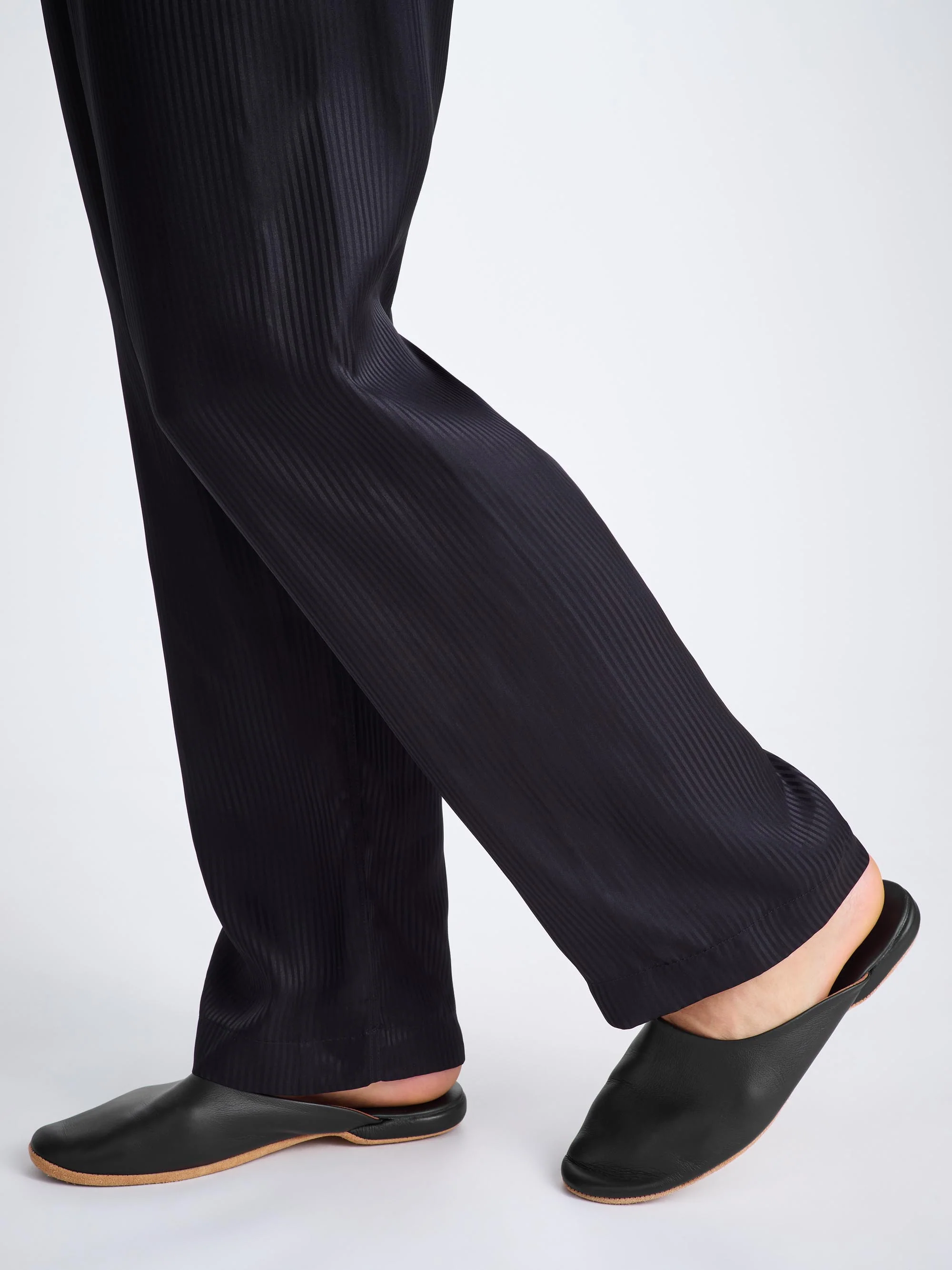 Men's Mule Slippers Morgan Calfskin Leather Black - Image 3