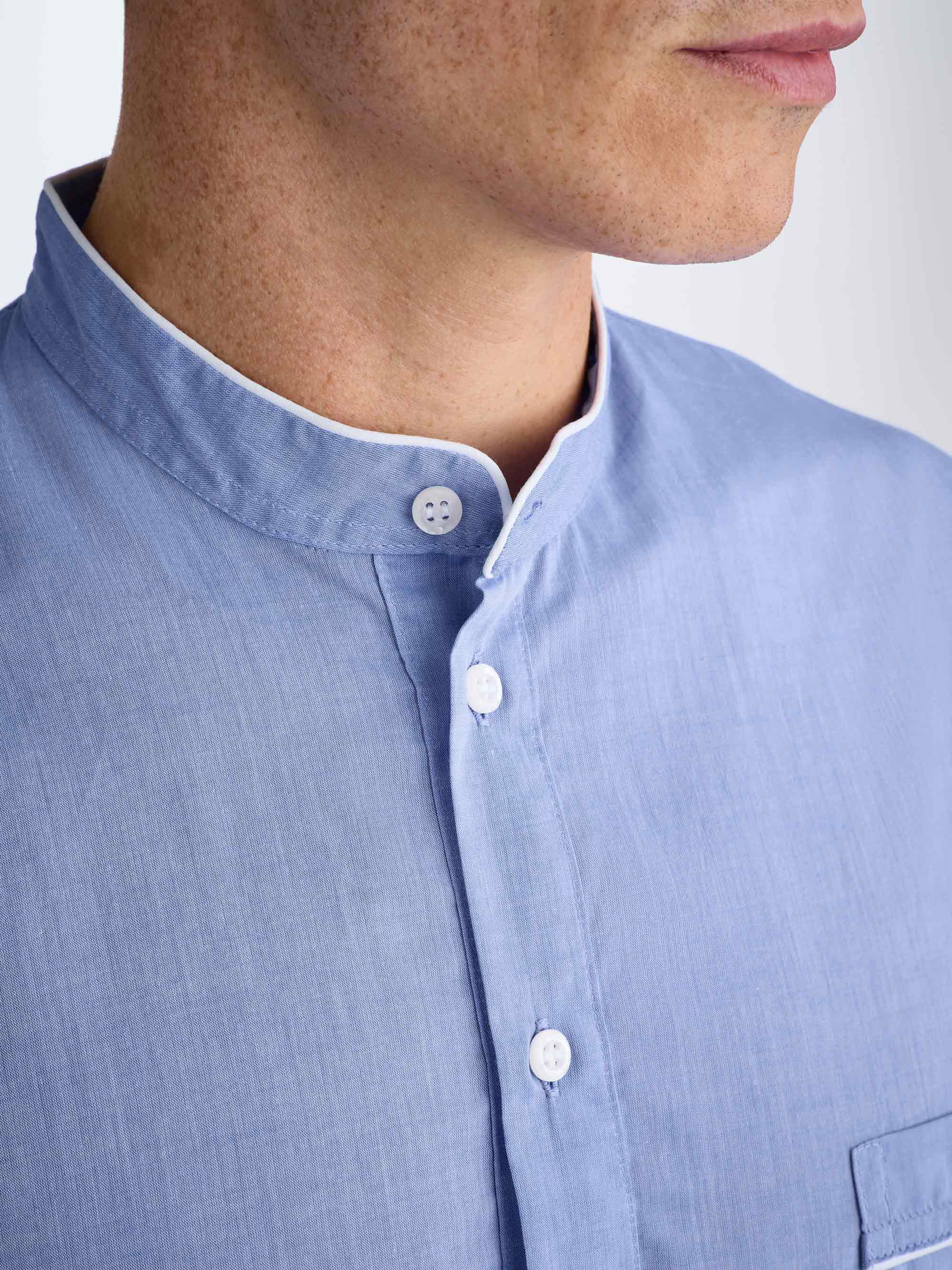 Men's Nightshirt Amalfi Cotton Batiste Blue  - Image 4