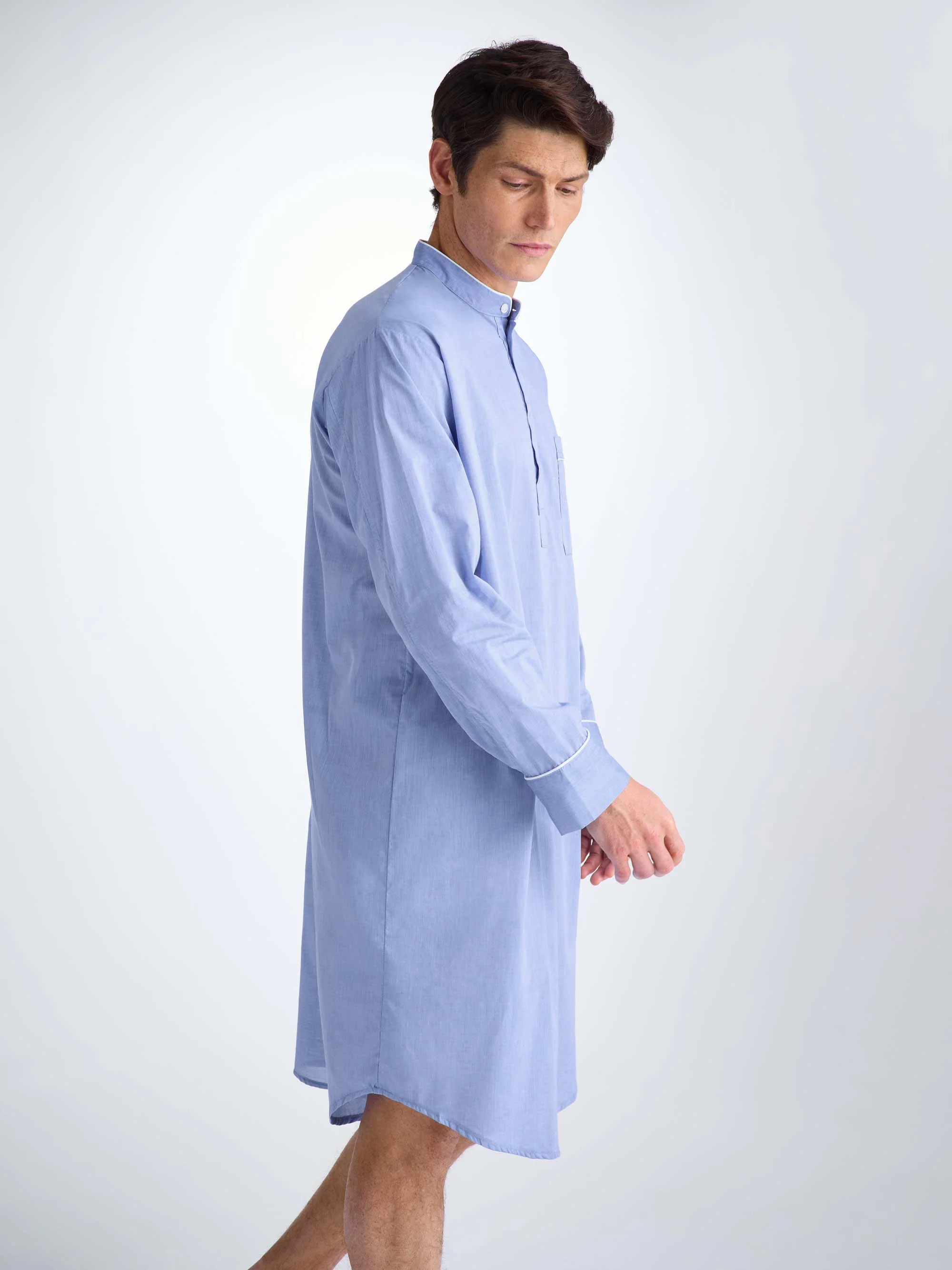 Men's Nightshirt Amalfi Cotton Batiste Blue  - Image 7