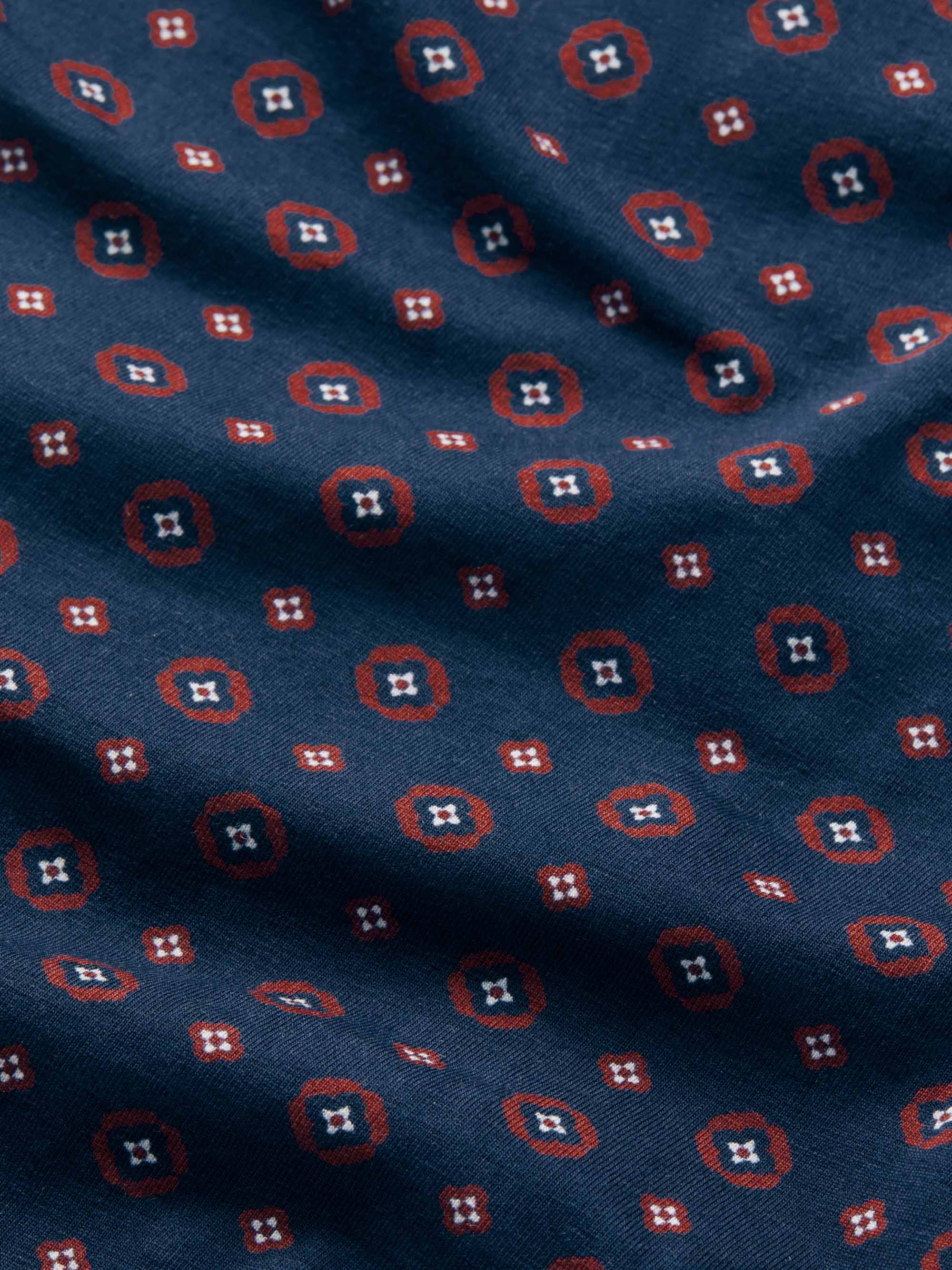 Men's Nightshirt Cotton Batiste Navy Blue Rose Motif - Image 6