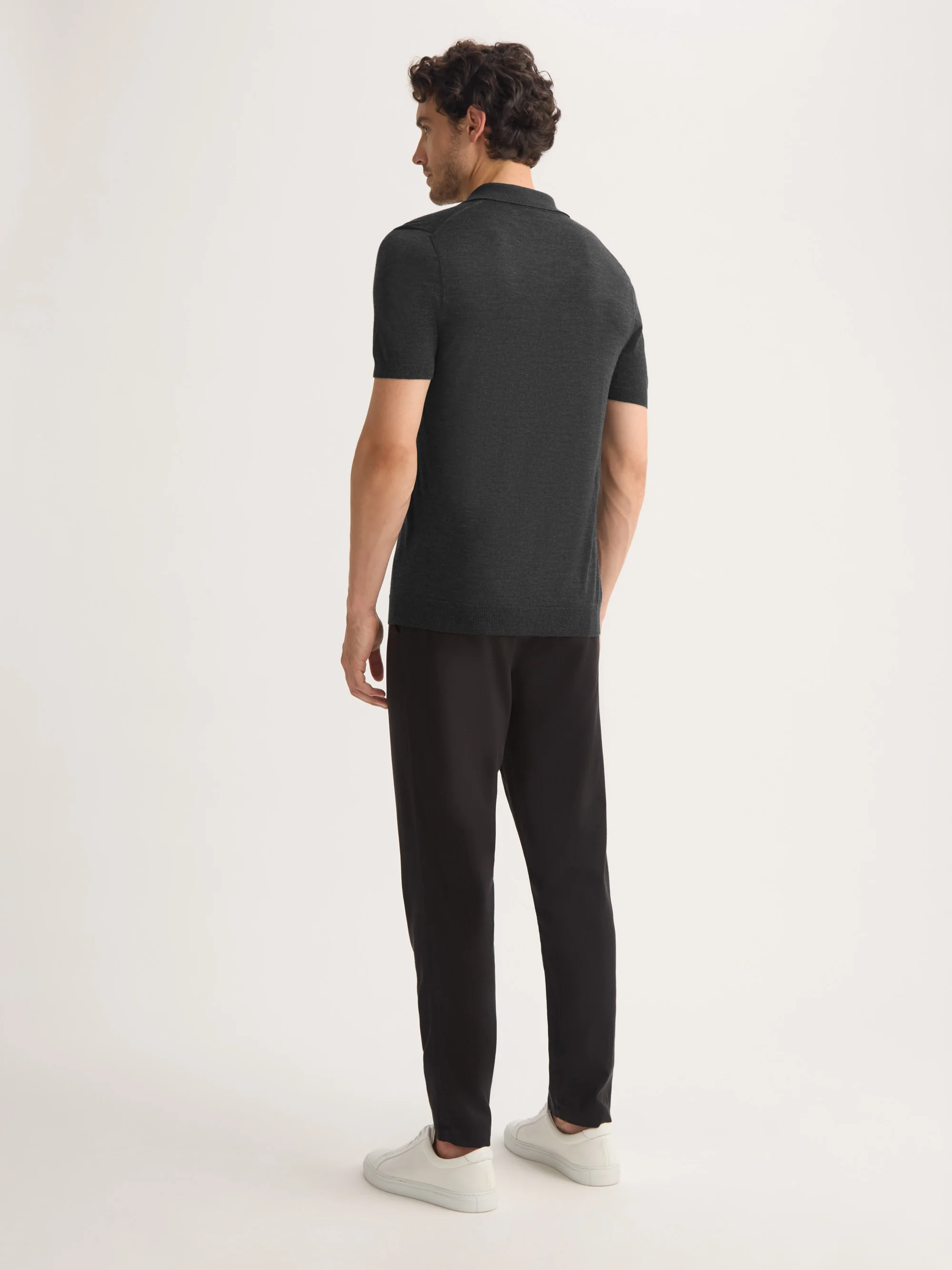 Men's Polo Shirt Orson Merino Wool Charcoal Grey - Image 3