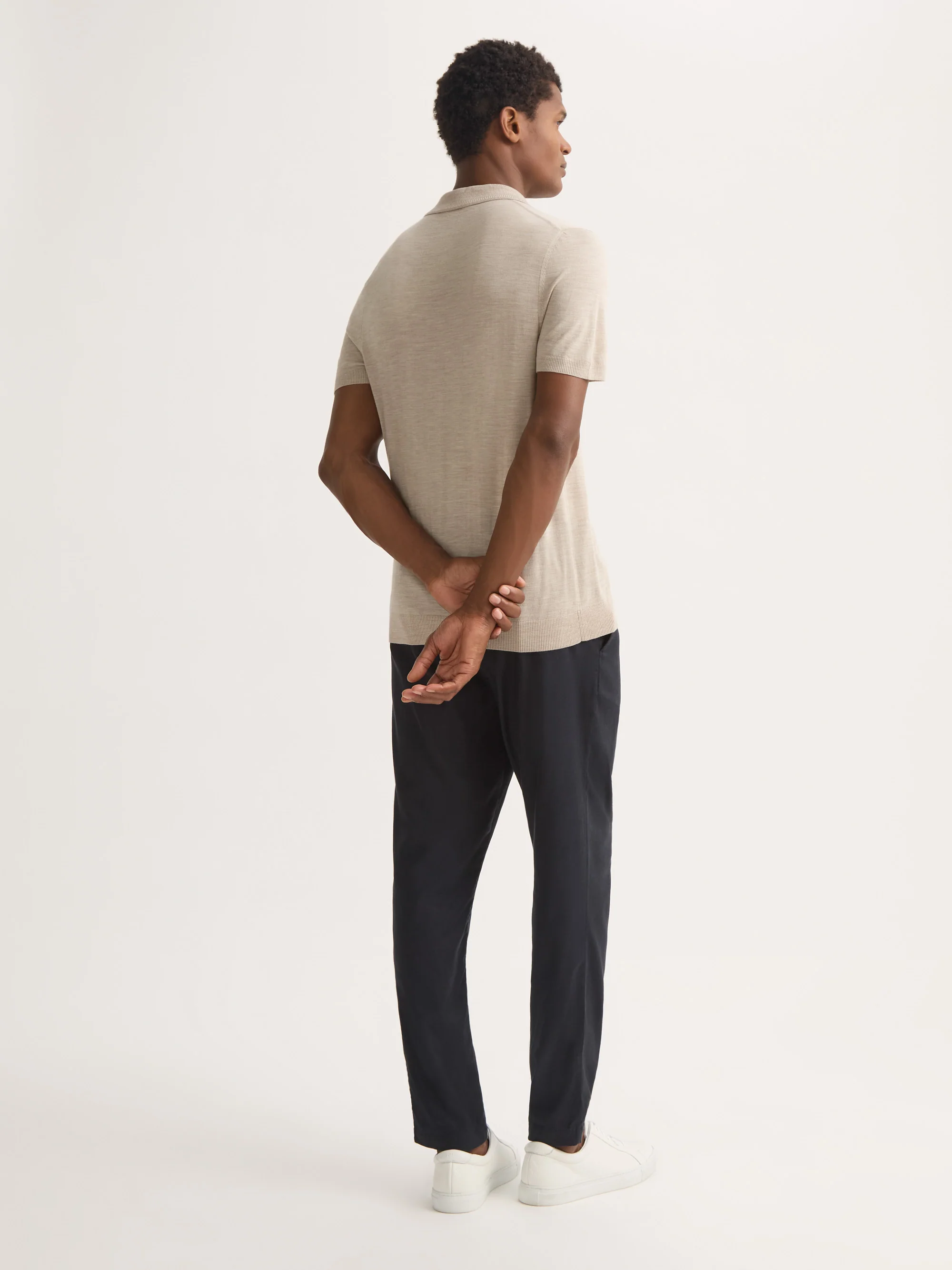 Men's Polo Shirt Orson Merino Wool Ecru - Image 3