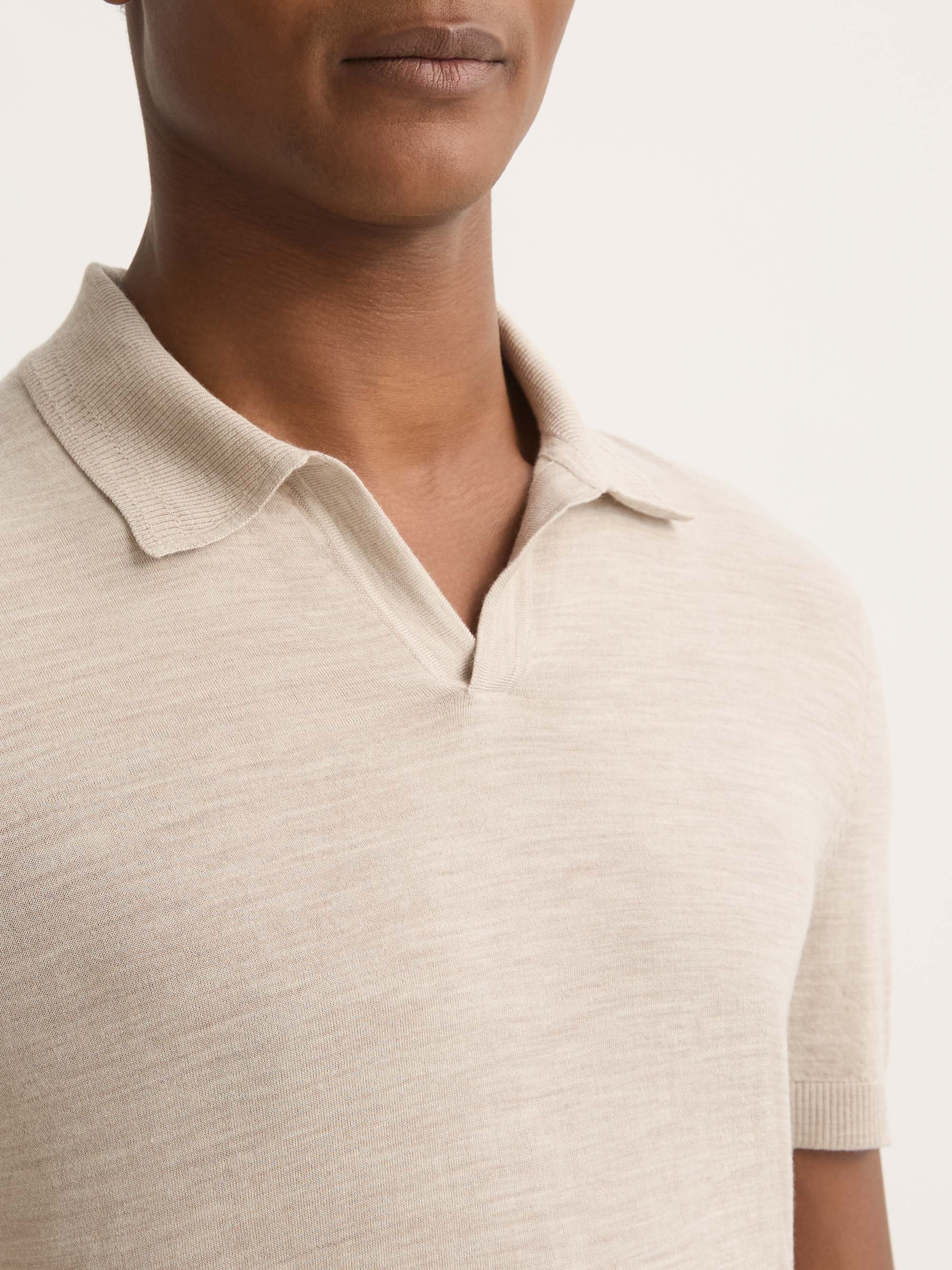 Men's Polo Shirt Orson Merino Wool Ecru - Image 5