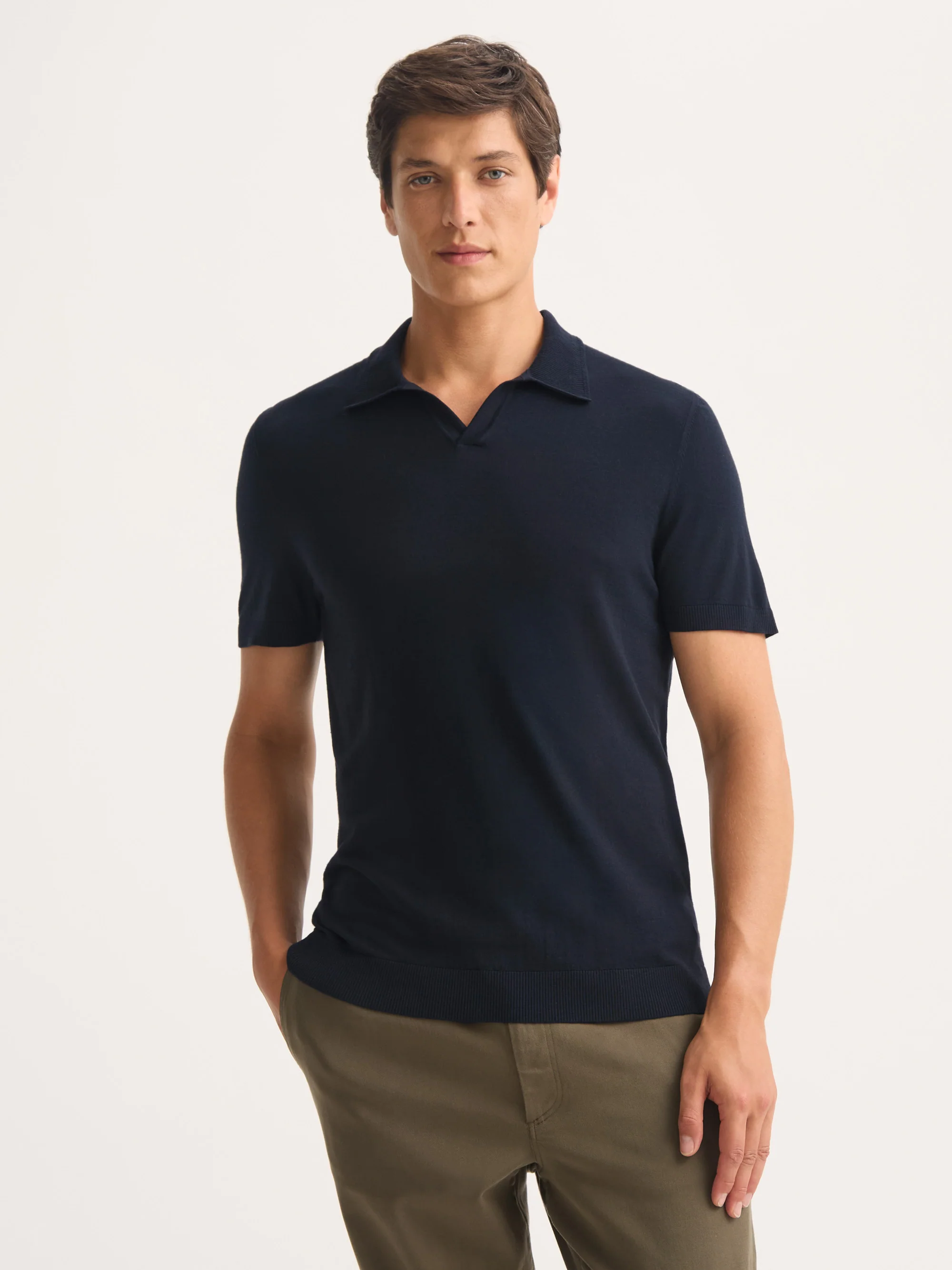 Men's Polo Shirt Orson Merino Wool Navy Blue - Image 4