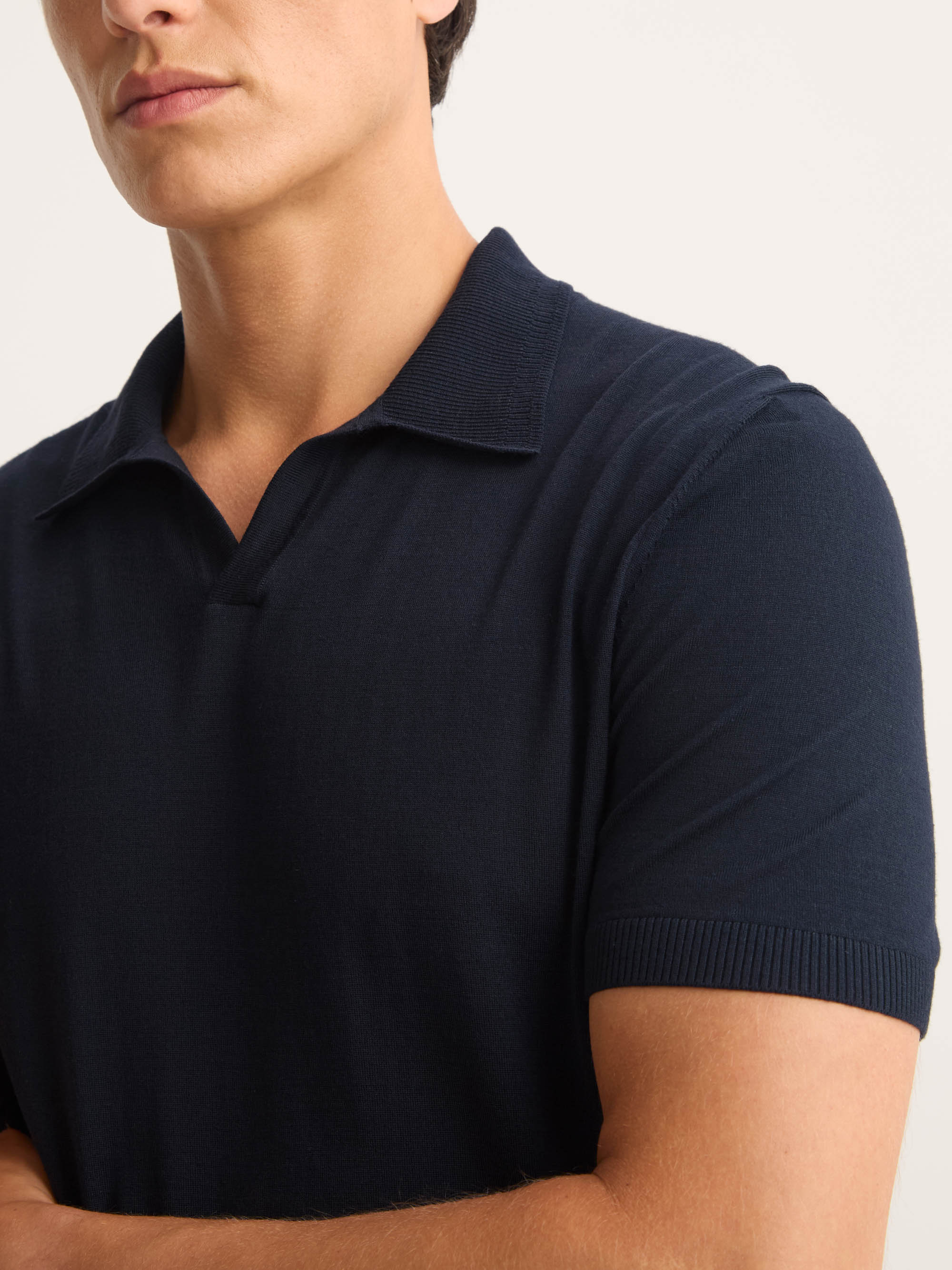 Men's Polo Shirt Orson Merino Wool Navy Blue - Image 5
