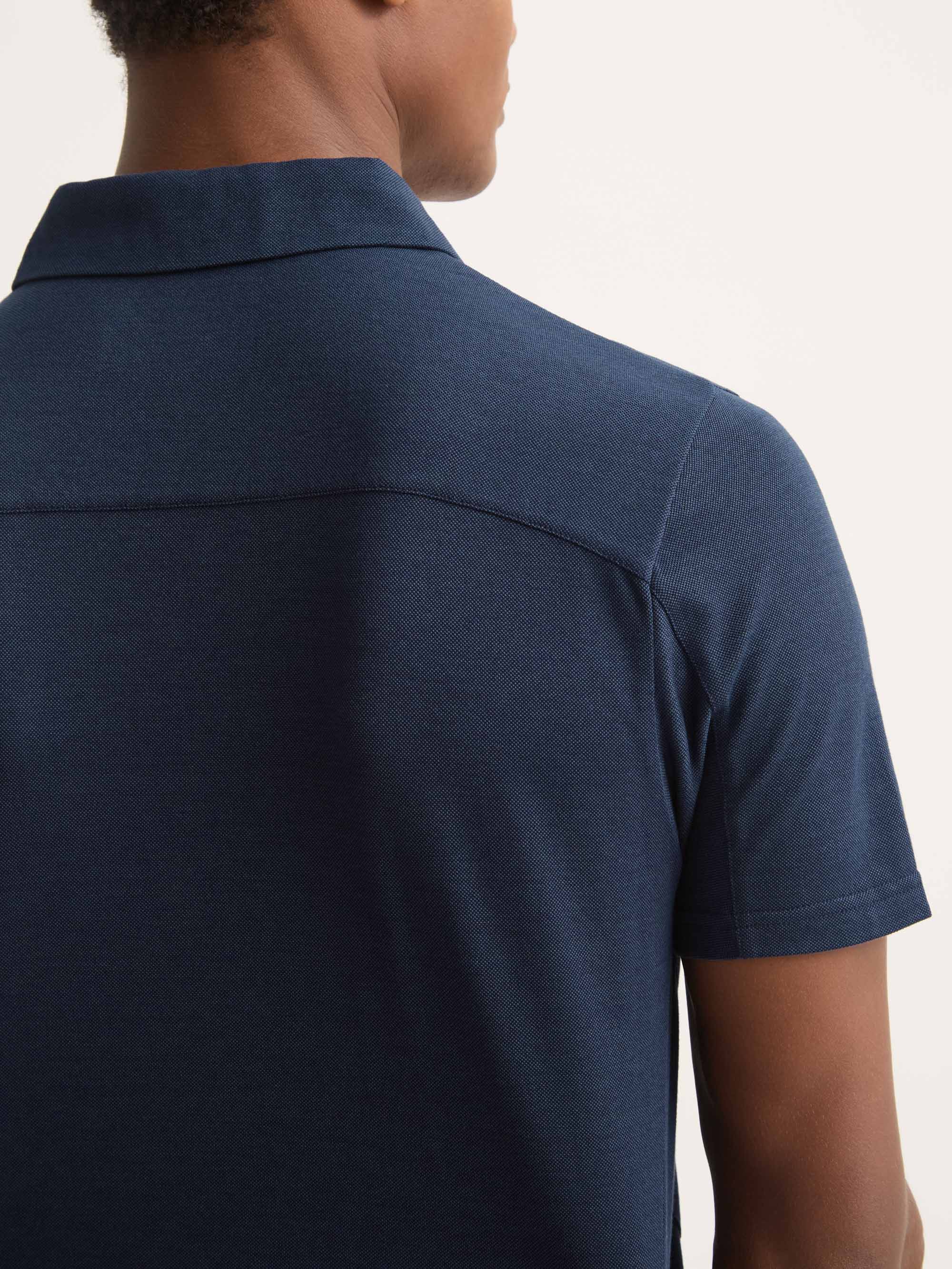 Men's Polo Shirt Ramsay Pique Cotton Lyocell Navy - Image 6