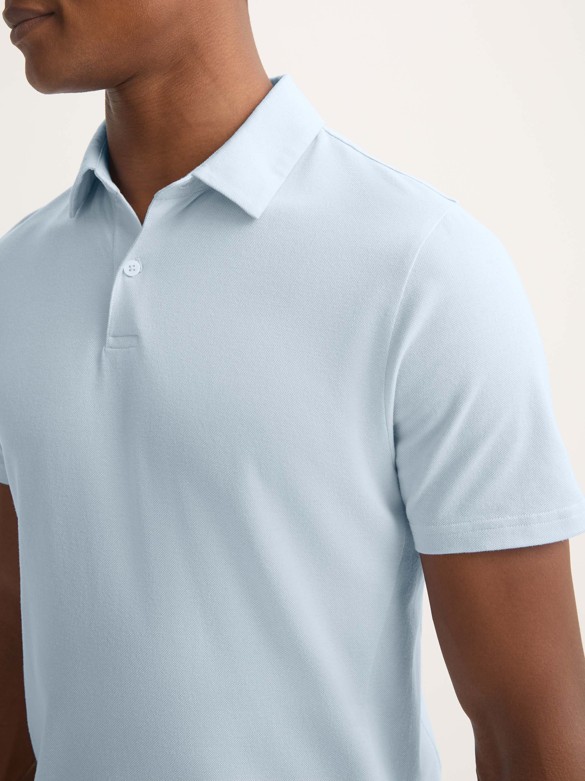 Men's Polo Shirt Ramsay Pique Cotton Lyocell Sky - Image 4