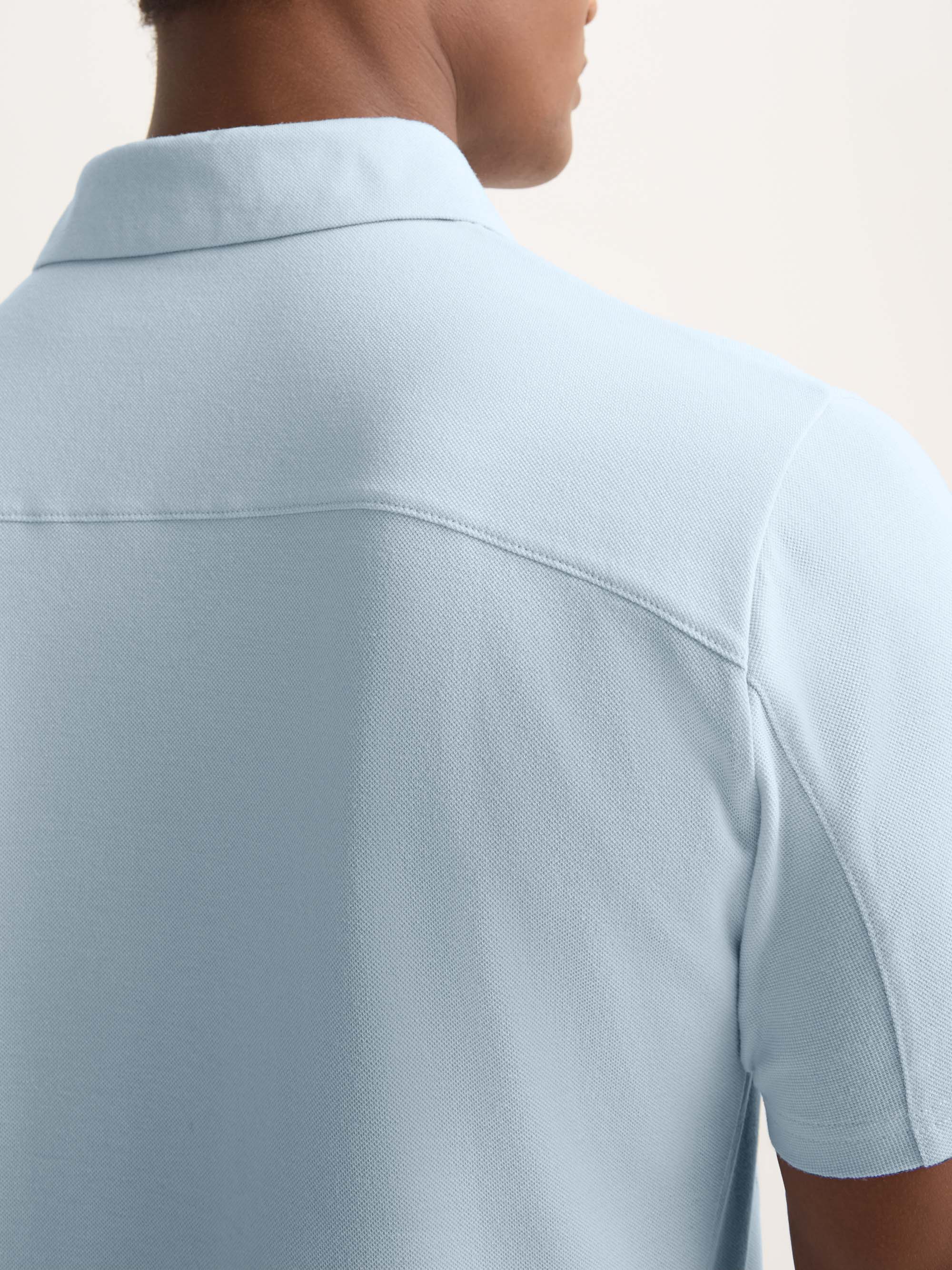 Men's Polo Shirt Ramsay Pique Cotton Lyocell Sky - Image 6