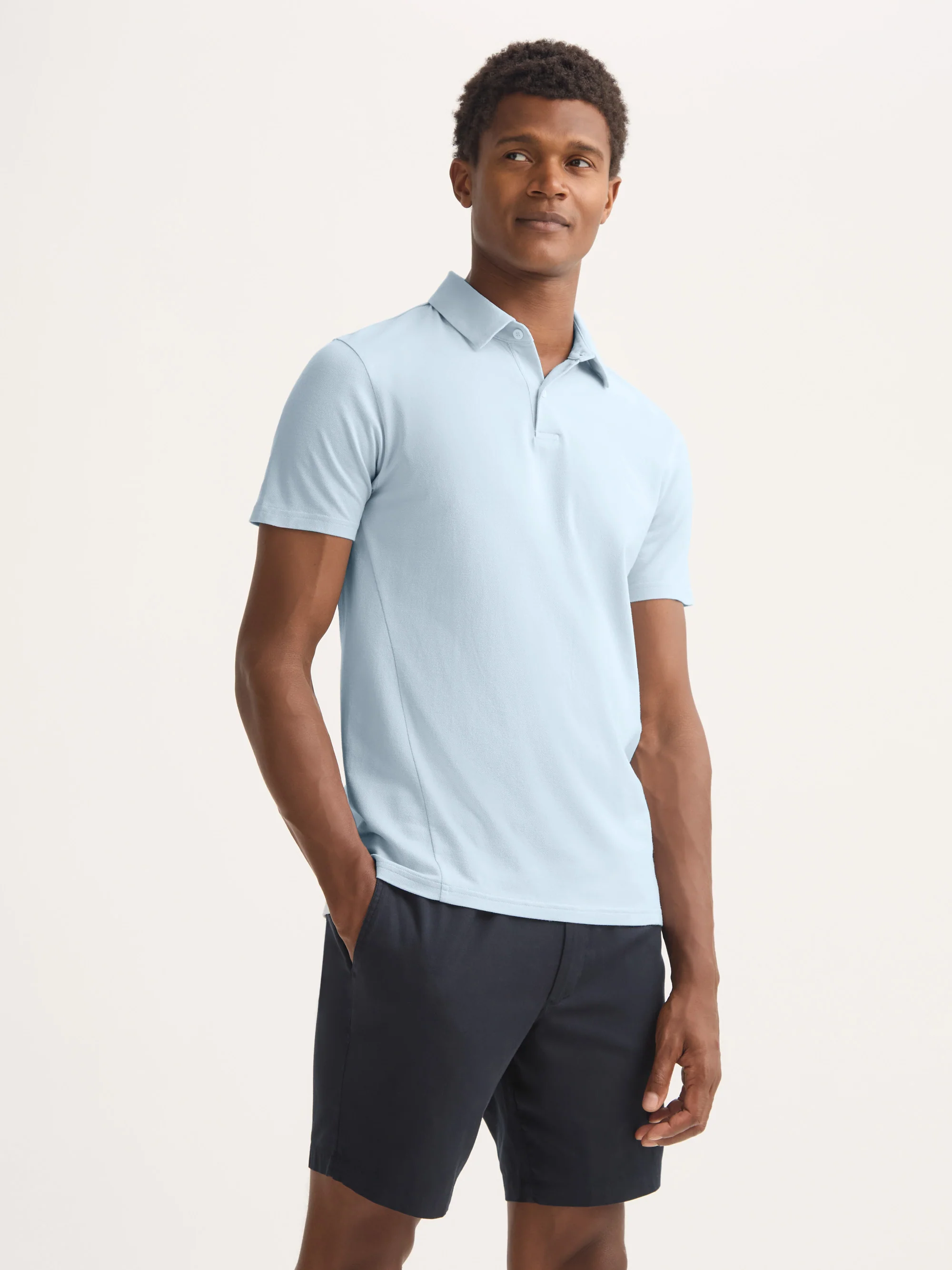 Men's Polo Shirt Ramsay Pique Cotton Lyocell Sky - Image 7