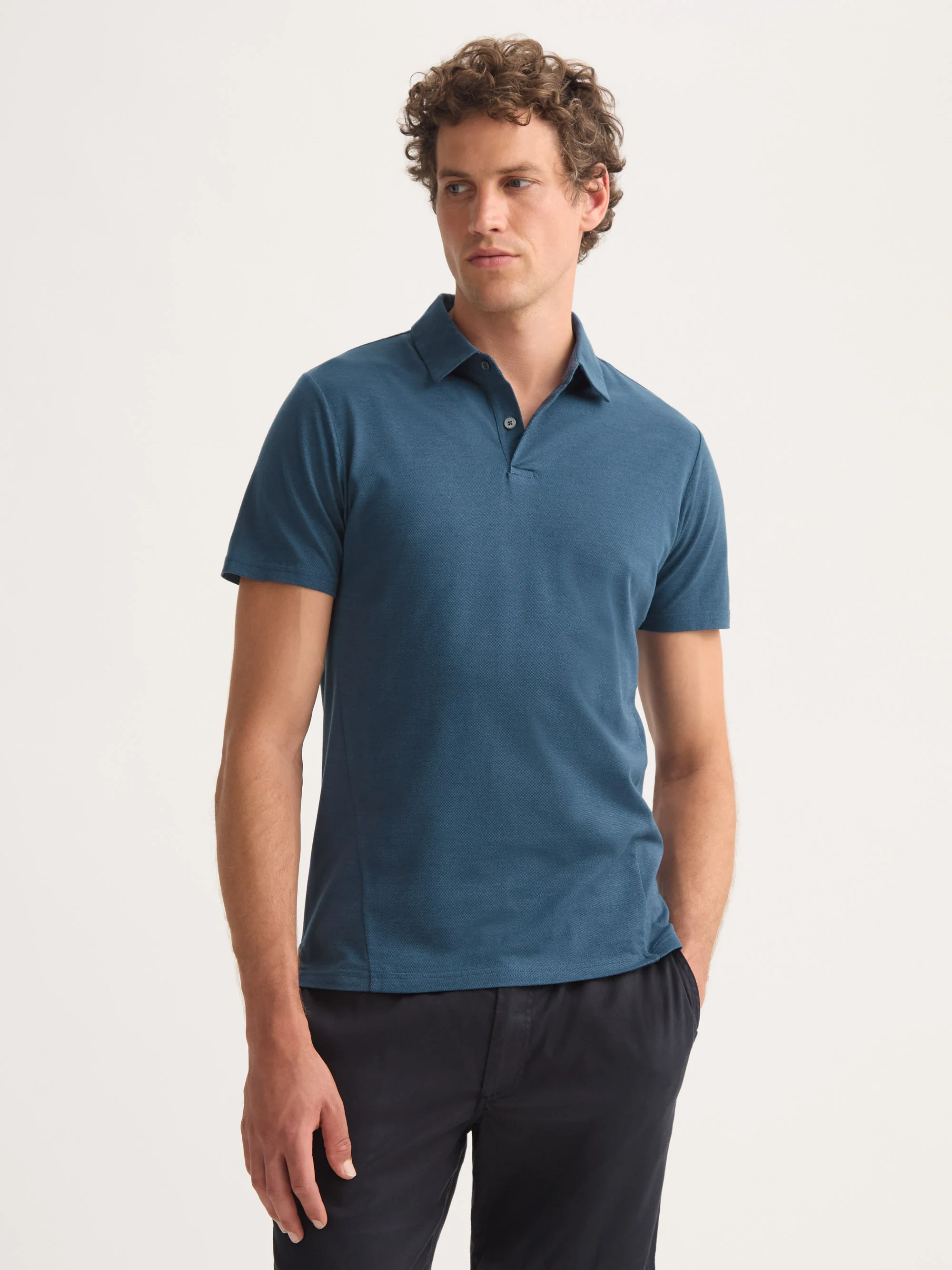 Men's Polo Shirt Ramsay Pique Cotton Lyocell Denim - Image 5