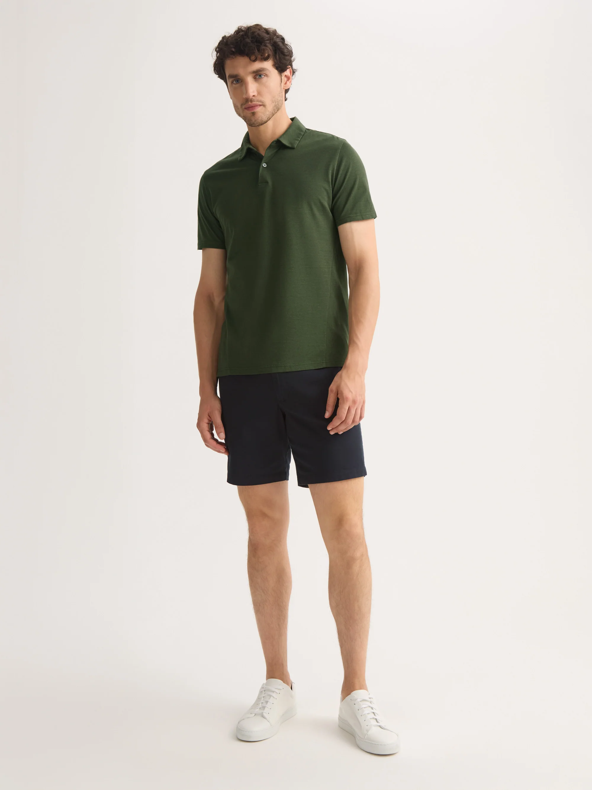 Men's Polo Shirt Ramsay Pique Cotton Lyocell Green - Image 2