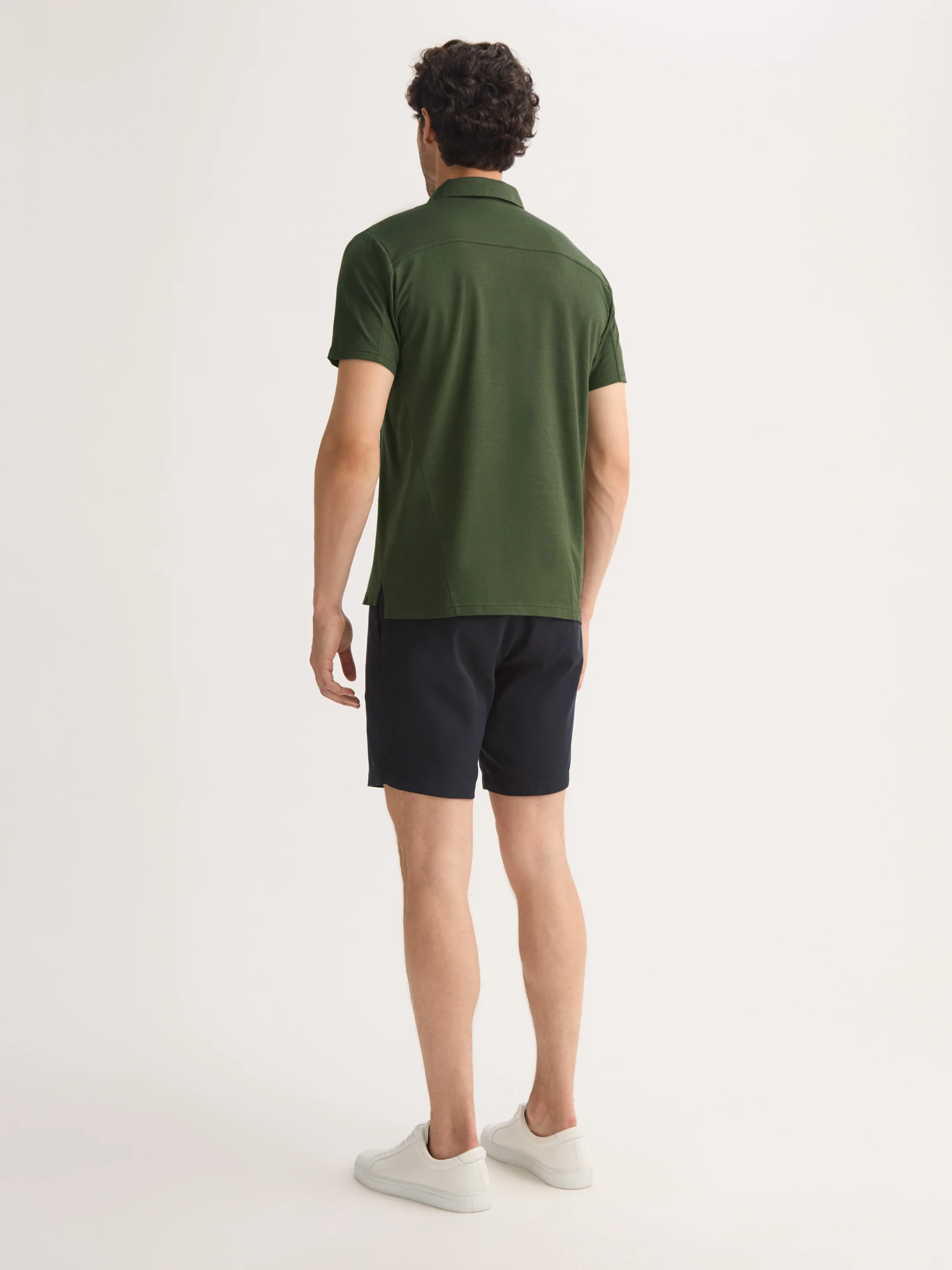 Men's Polo Shirt Ramsay Pique Cotton Lyocell Green - Image 3