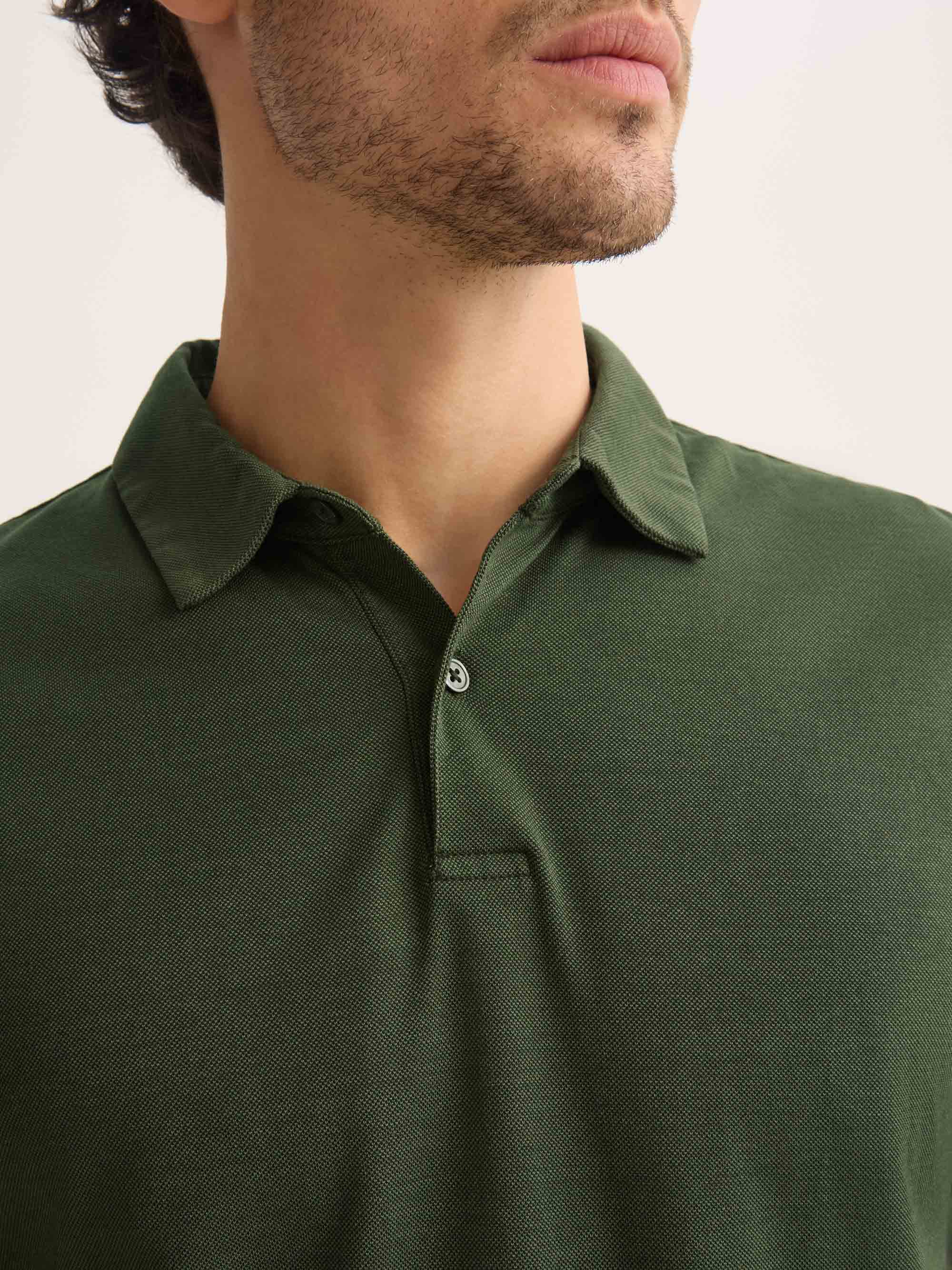 Men's Polo Shirt Ramsay Pique Cotton Lyocell Green - Image 5