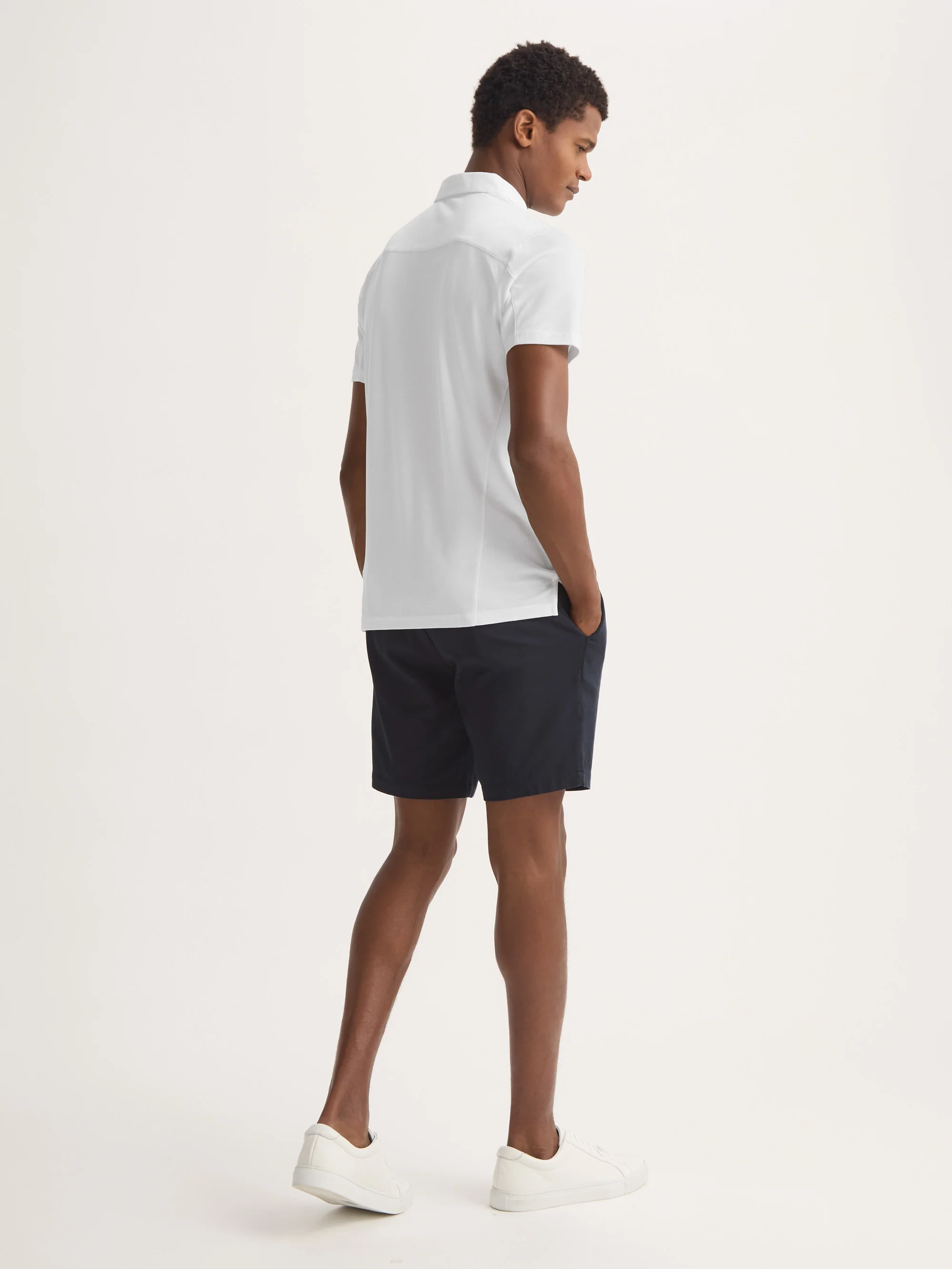 Men's Polo Shirt Ramsay Pique Cotton Lyocell White - Image 3