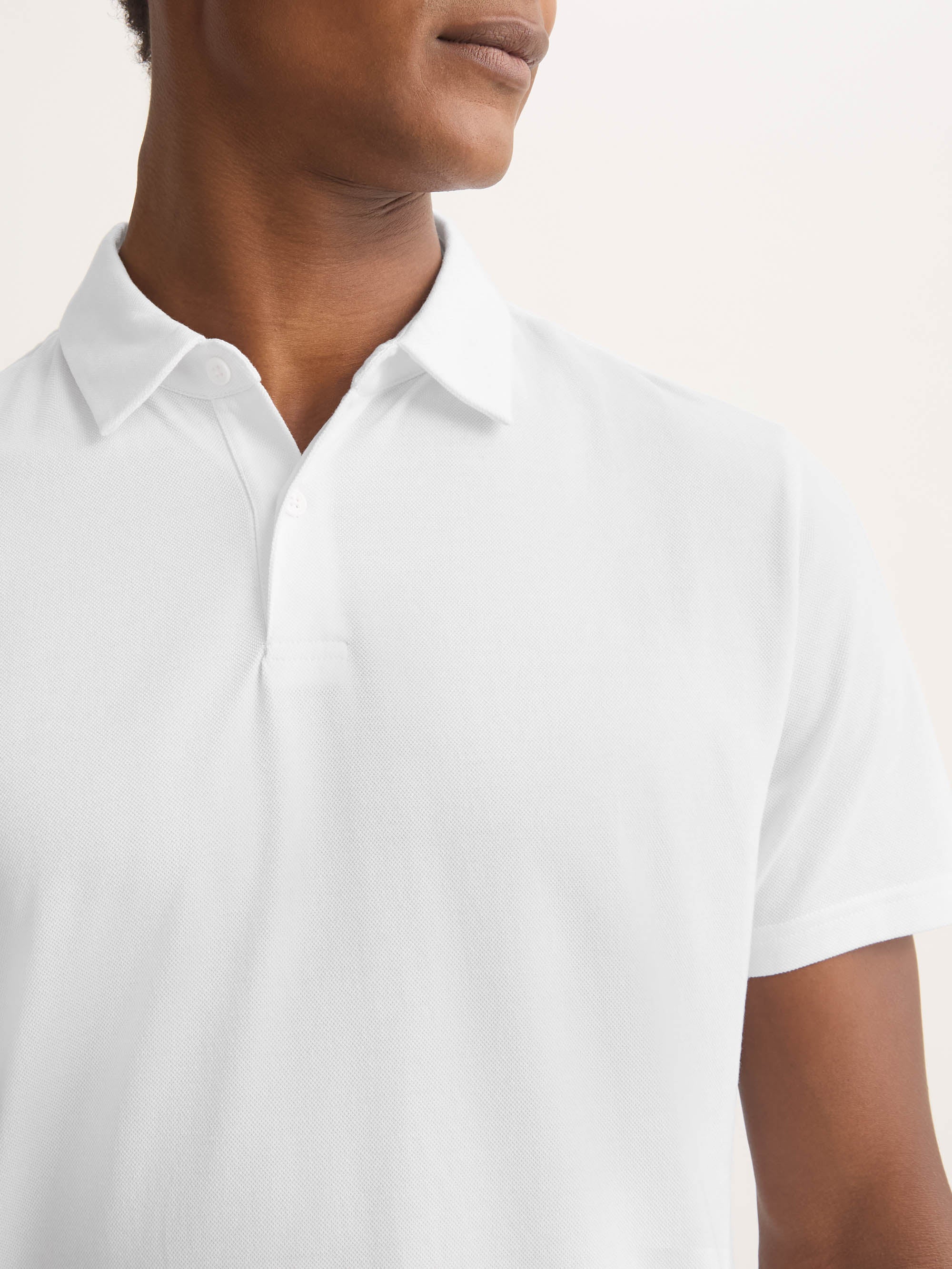 Men's Polo Shirt Ramsay Pique Cotton Lyocell White - Image 4