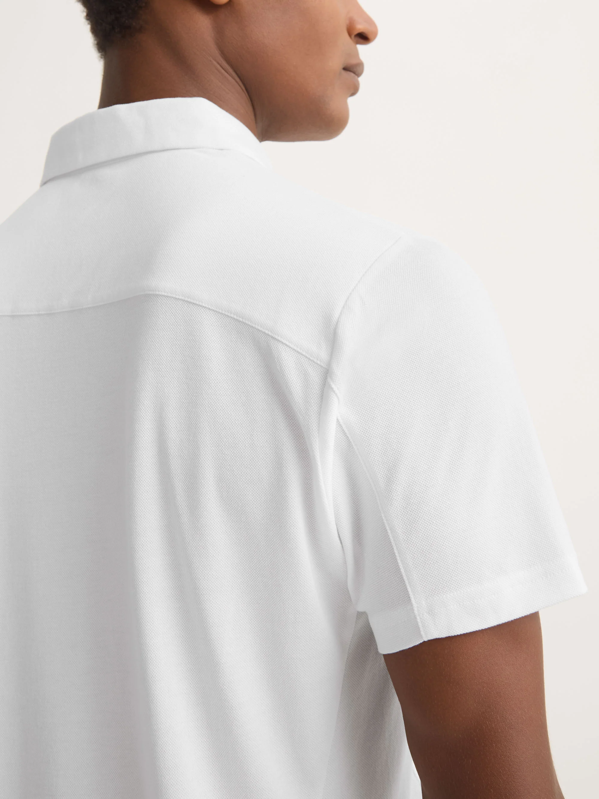 Men's Polo Shirt Ramsay Pique Cotton Lyocell White - Image 6