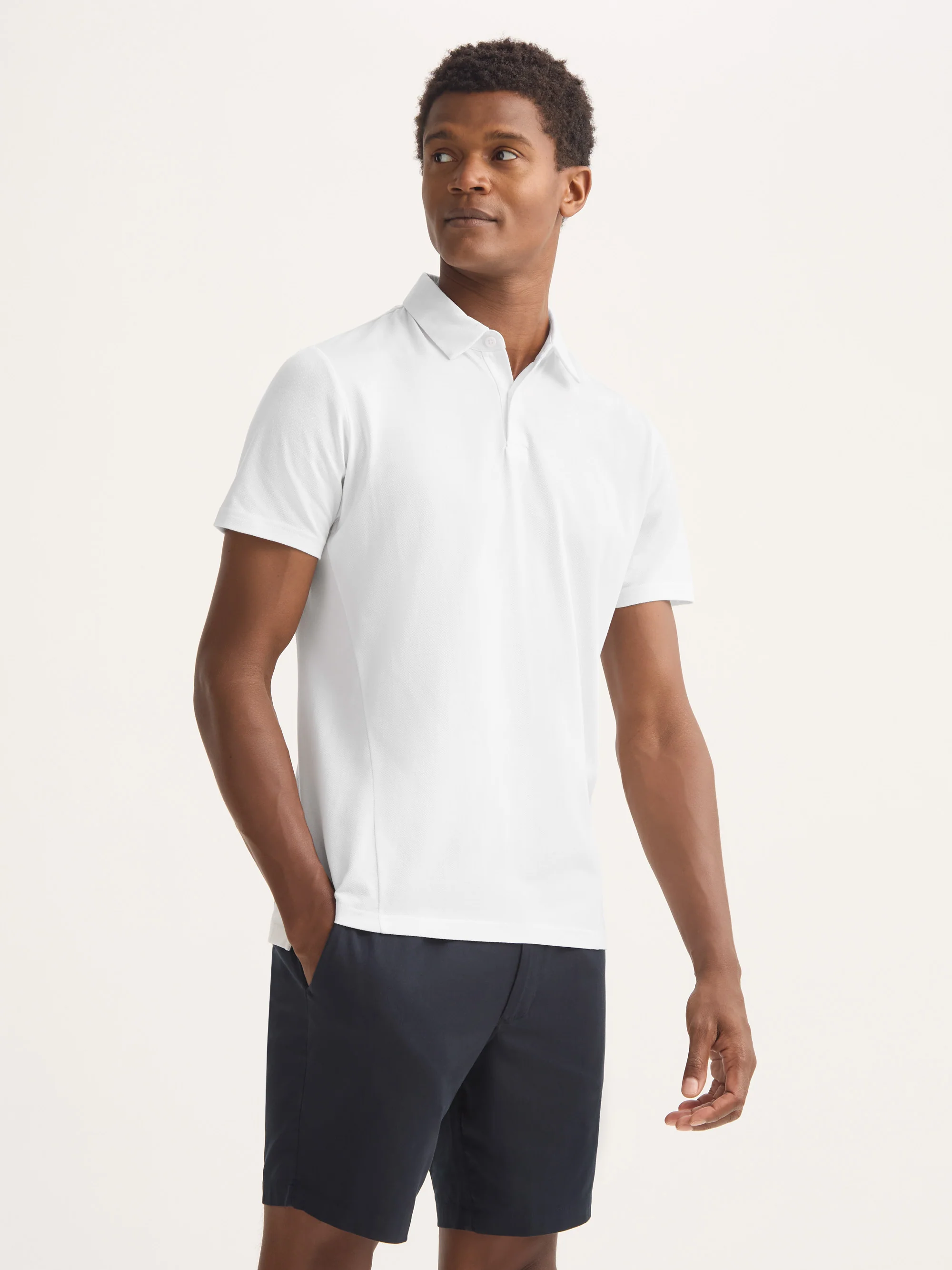 Men's Polo Shirt Ramsay Pique Cotton Lyocell White - Image 7
