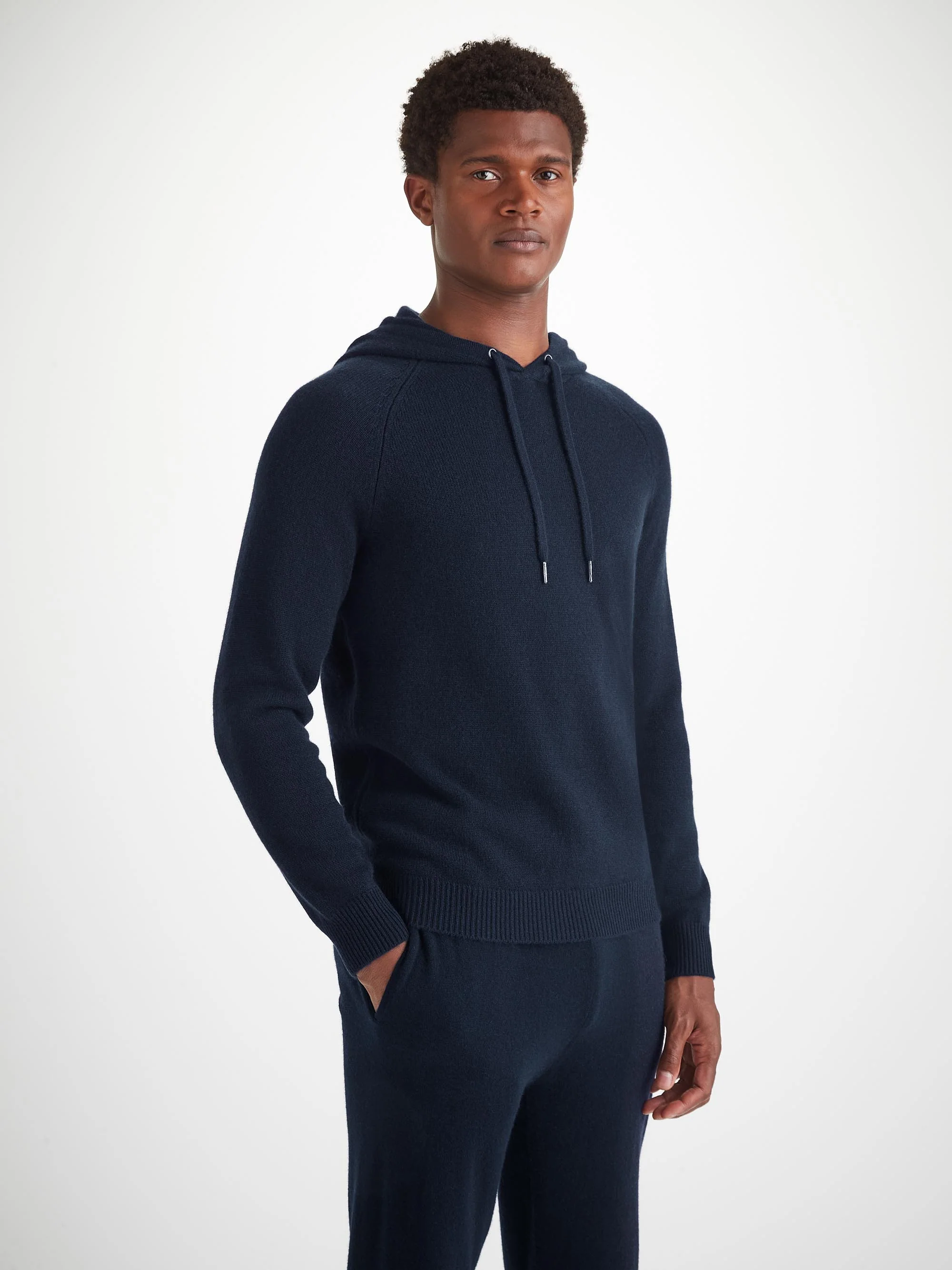 Men's Pullover Hoodie and Track Pants Cashmere Navy Set - Image 3