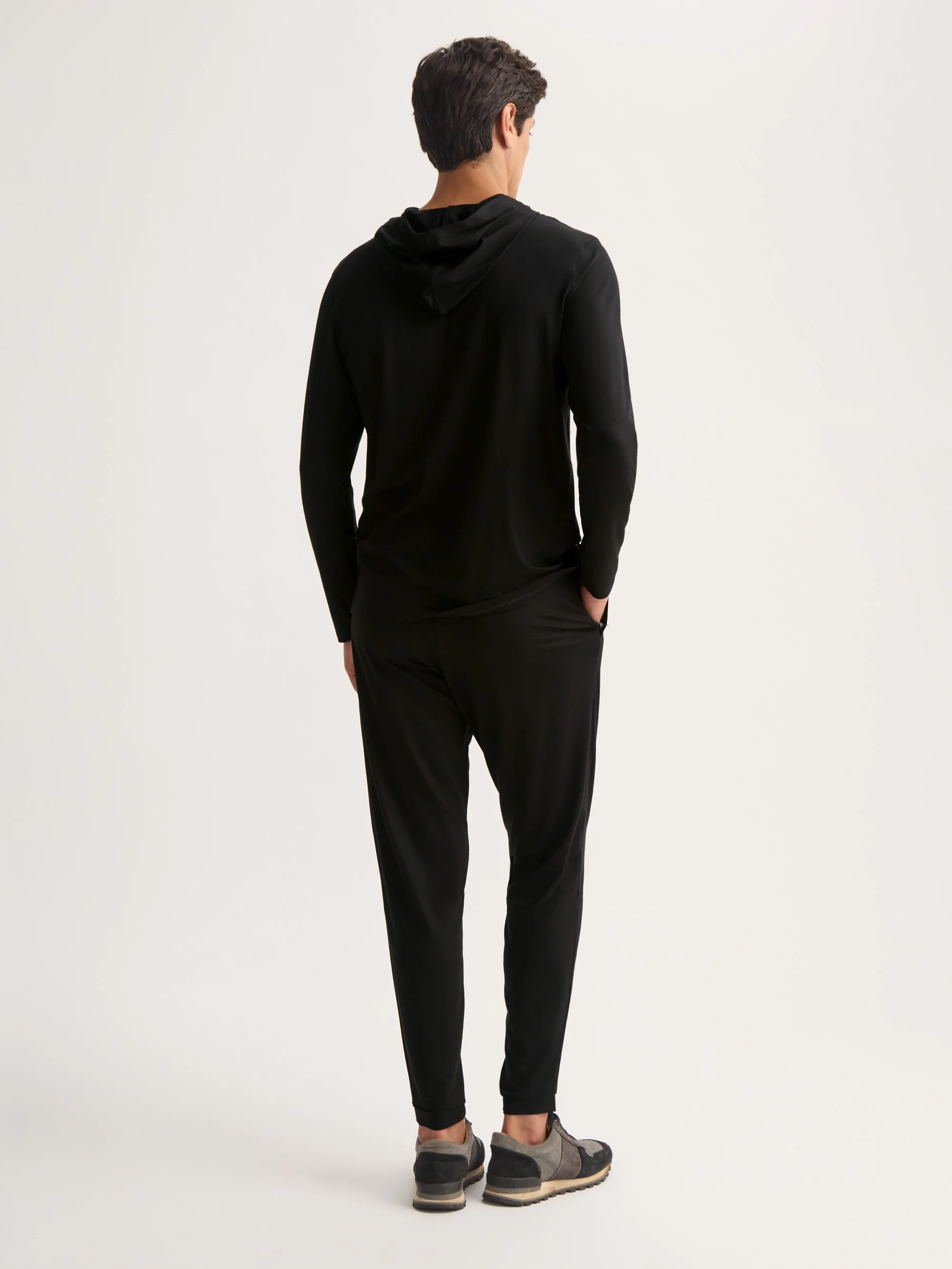 Men's Pullover Hoodie Basel Micro Modal Stretch Black - Image 3