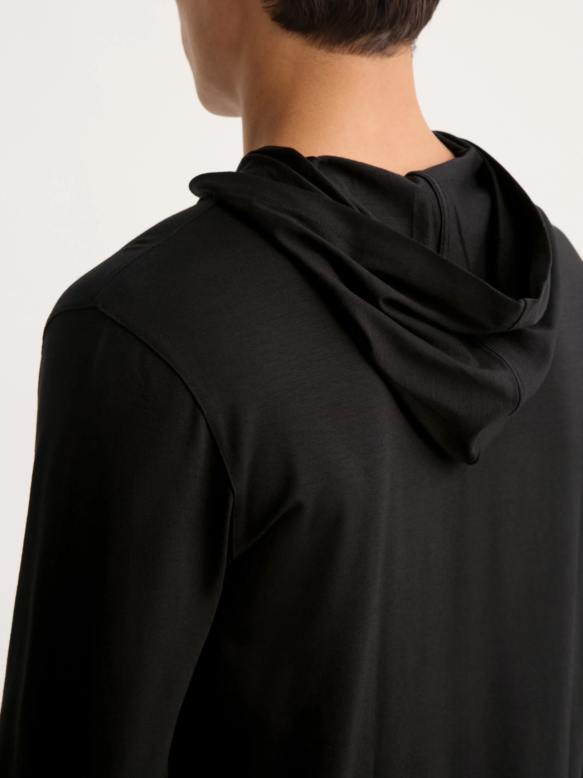 Men's Pullover Hoodie Basel Micro Modal Stretch Black - Image 4