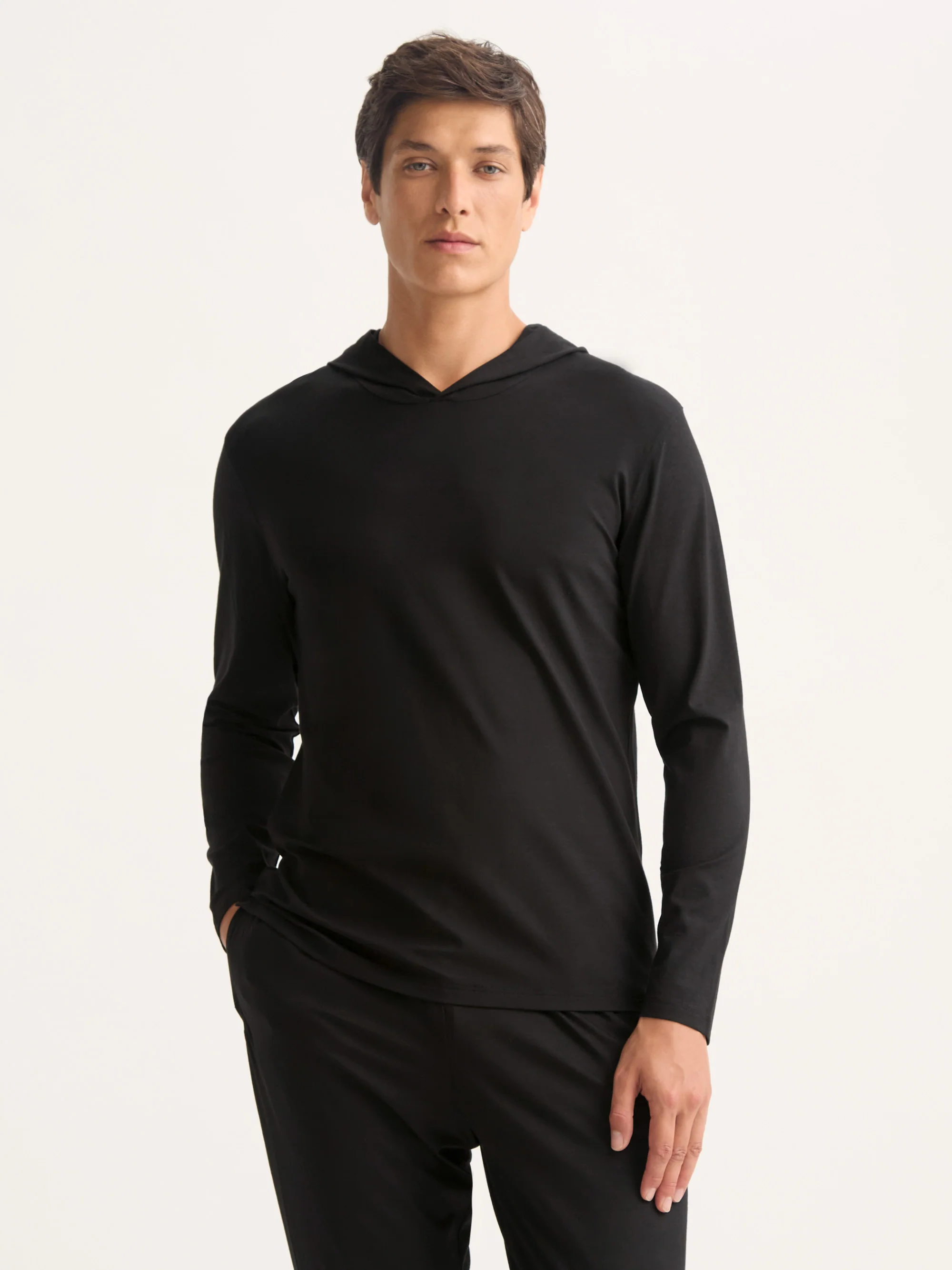 Men's Pullover Hoodie Basel Micro Modal Stretch Black - Image 7