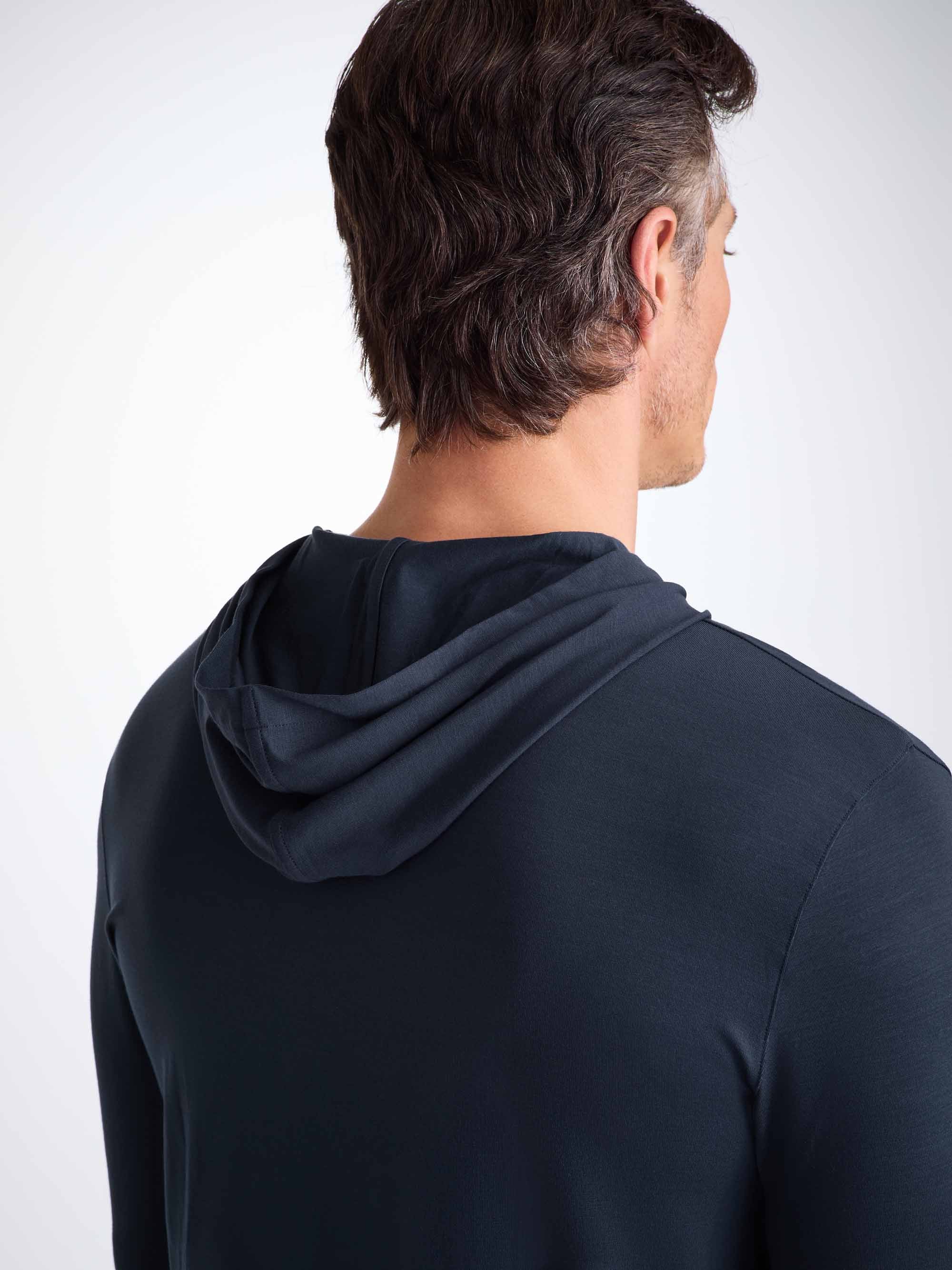 Men's Pullover Hoodie Basel Micro Modal Stretch Navy - Image 4