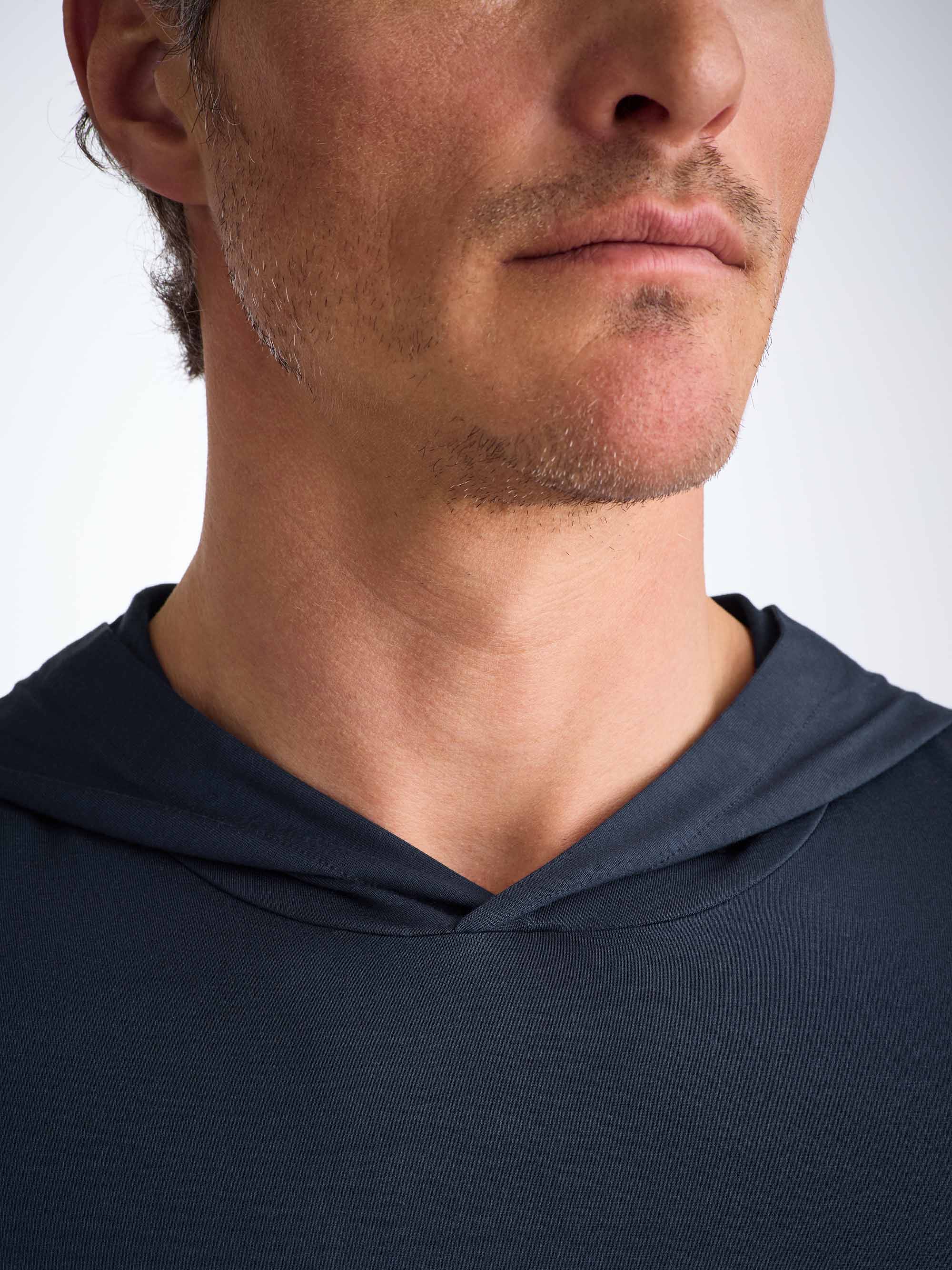 Men's Pullover Hoodie Basel Micro Modal Stretch Navy - Image 5