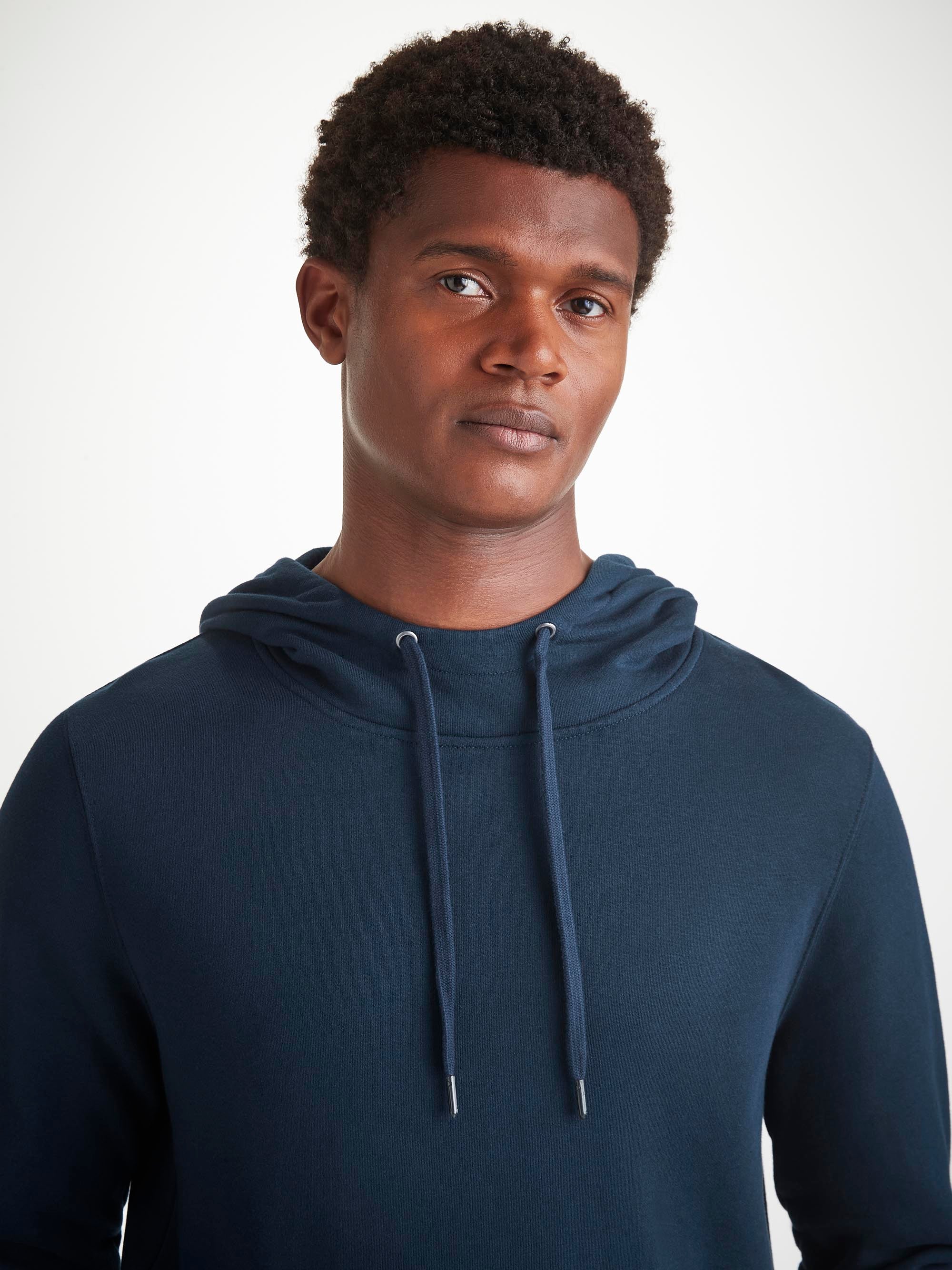 Men's Pullover Hoodie Quinn Cotton Modal Navy - Image 5