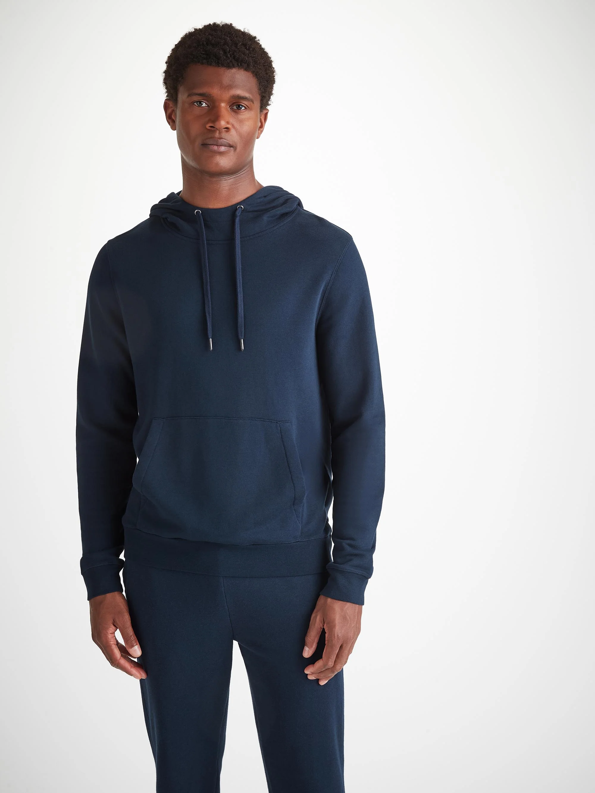 Men's Pullover Hoodie Quinn Cotton Modal Navy - Image 6