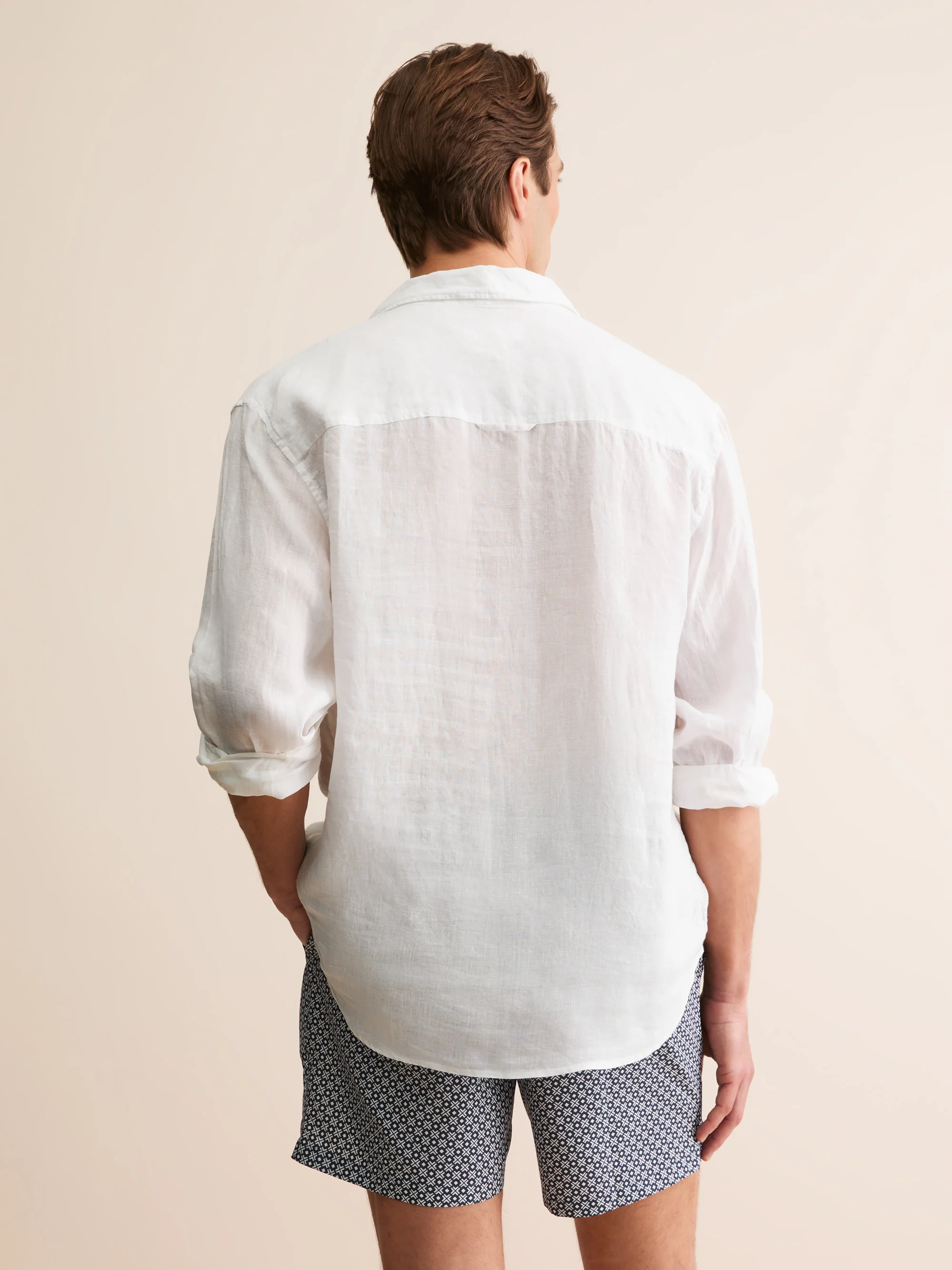 Men's Pullover Shirt Monaco Linen White - Image 3