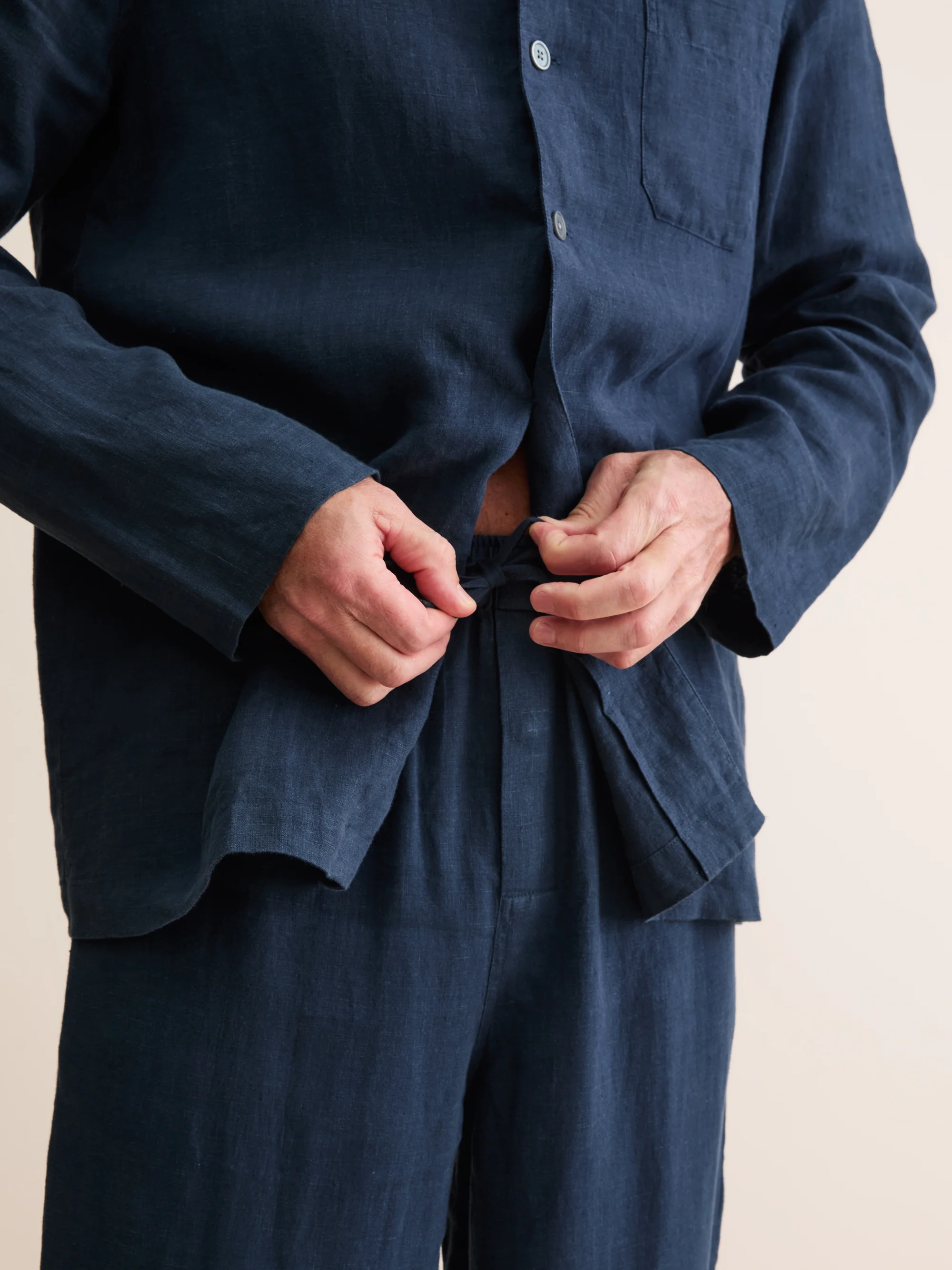 Men's Pyjamas Sicily Linen Navy - Image 4
