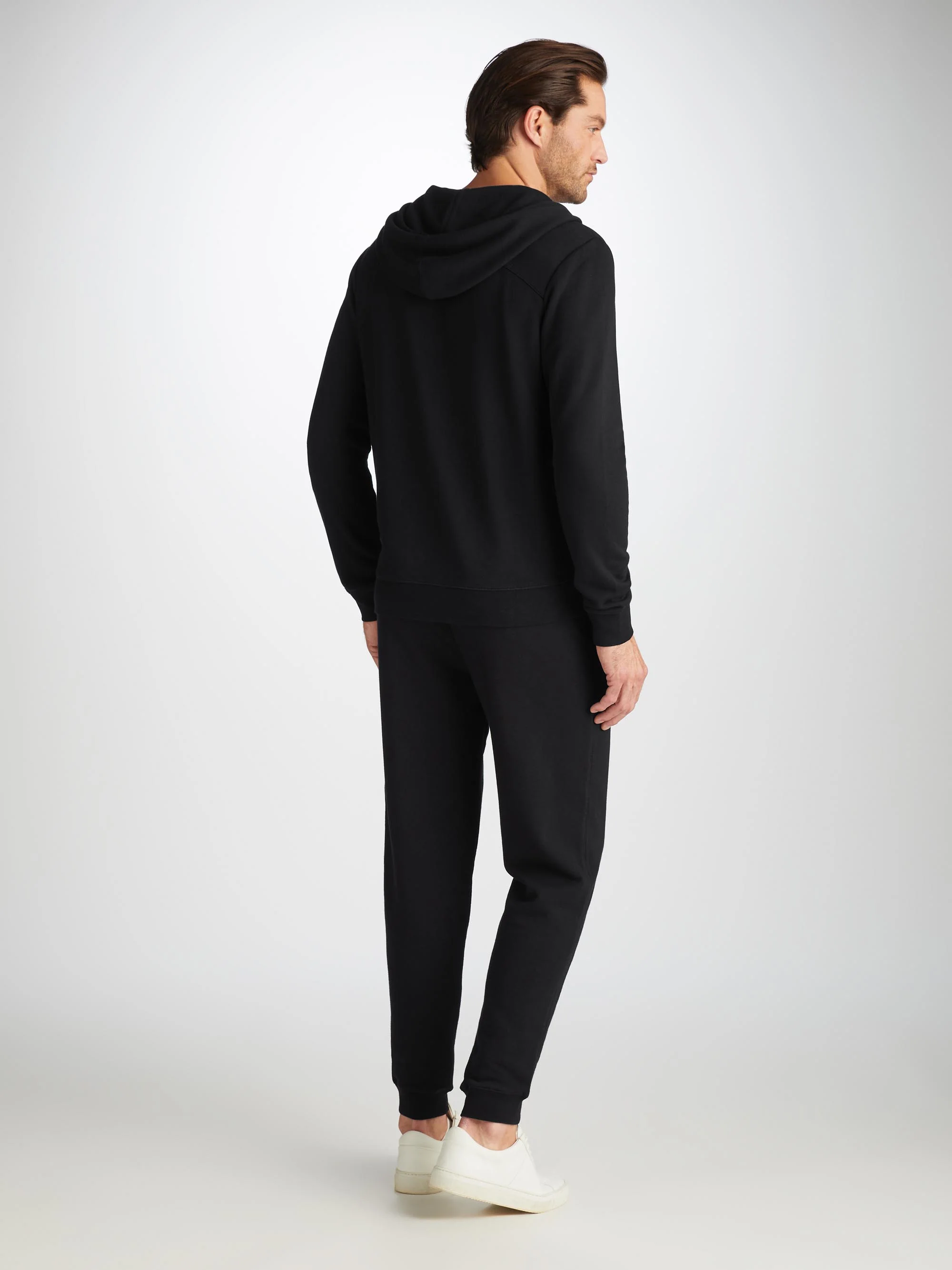 Men's Zip Up Hoodie Quinn Cotton Modal Black - Image 3