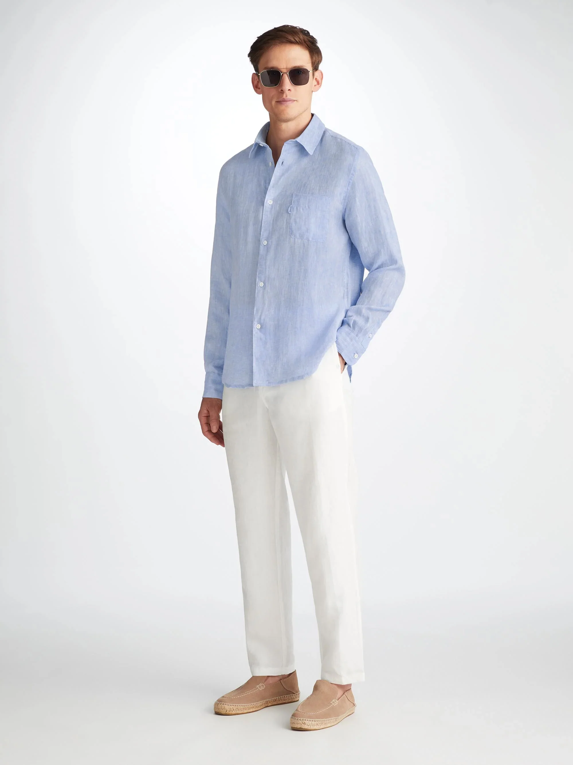 Men's Shirt Monaco Linen Blue - Image 3
