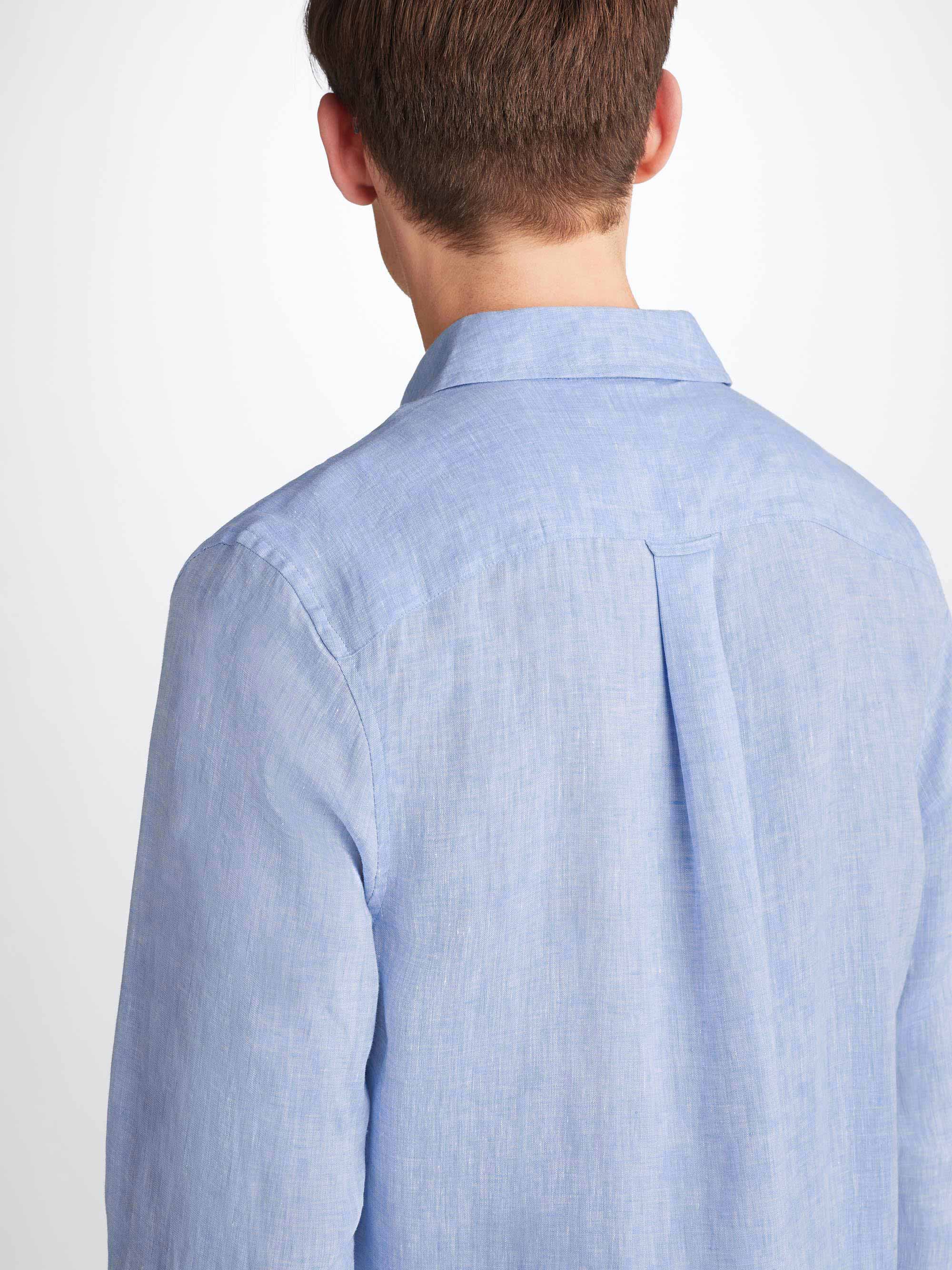 Men's Shirt Monaco Linen Blue - Image 6
