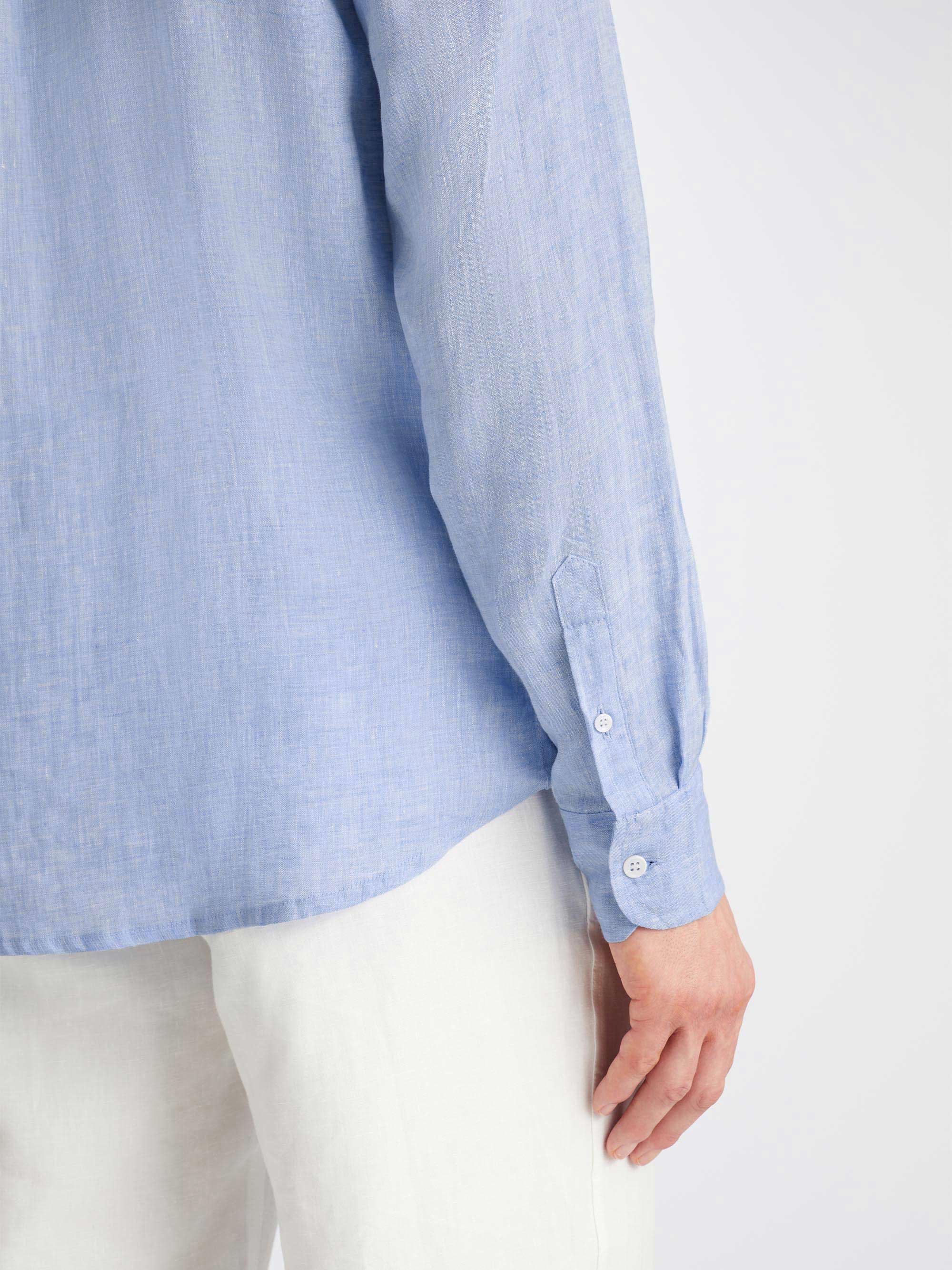 Men's Shirt Monaco Linen Blue - Image 7