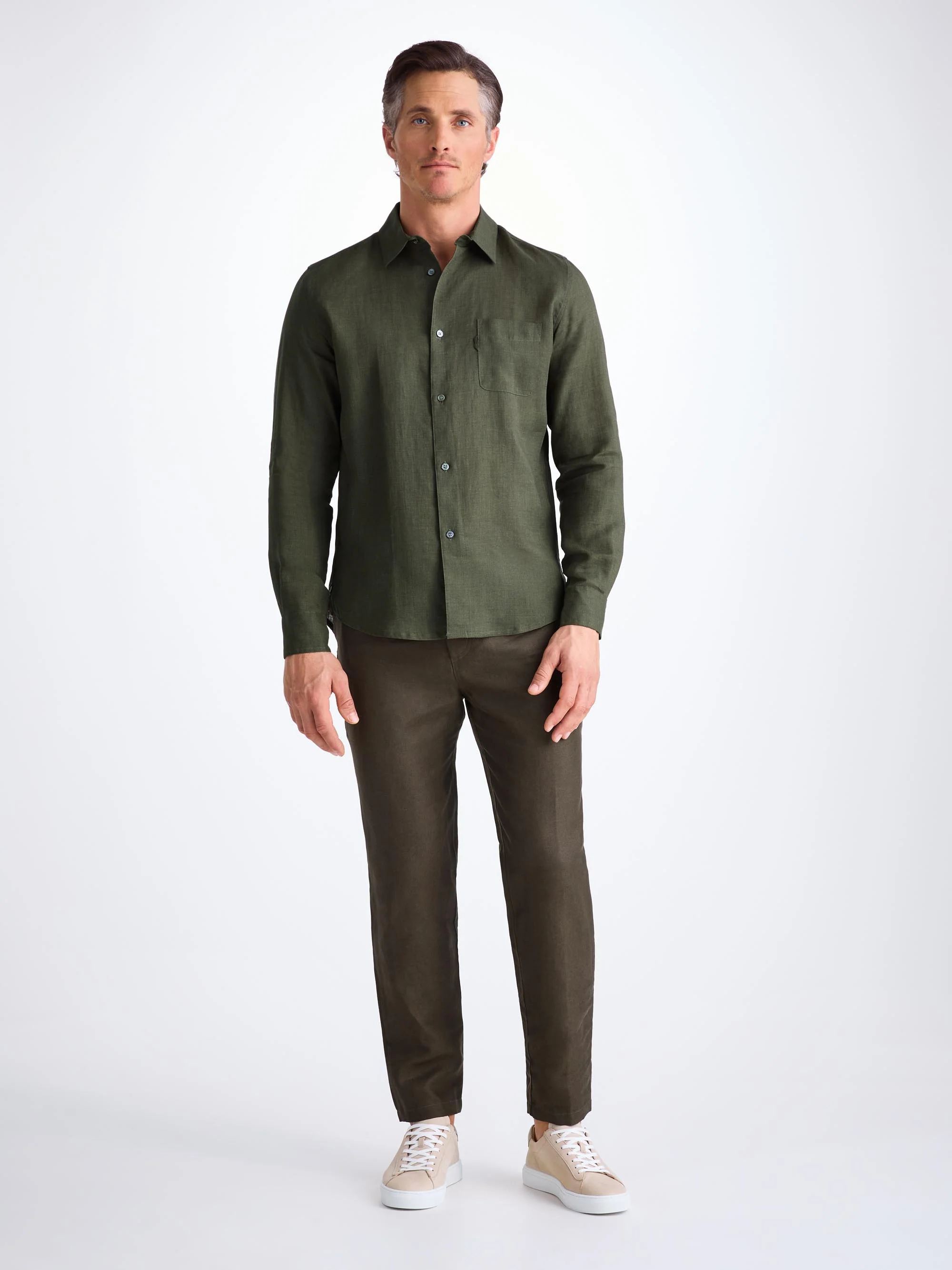 Men's Shirt Monaco Linen Khaki - Image 3