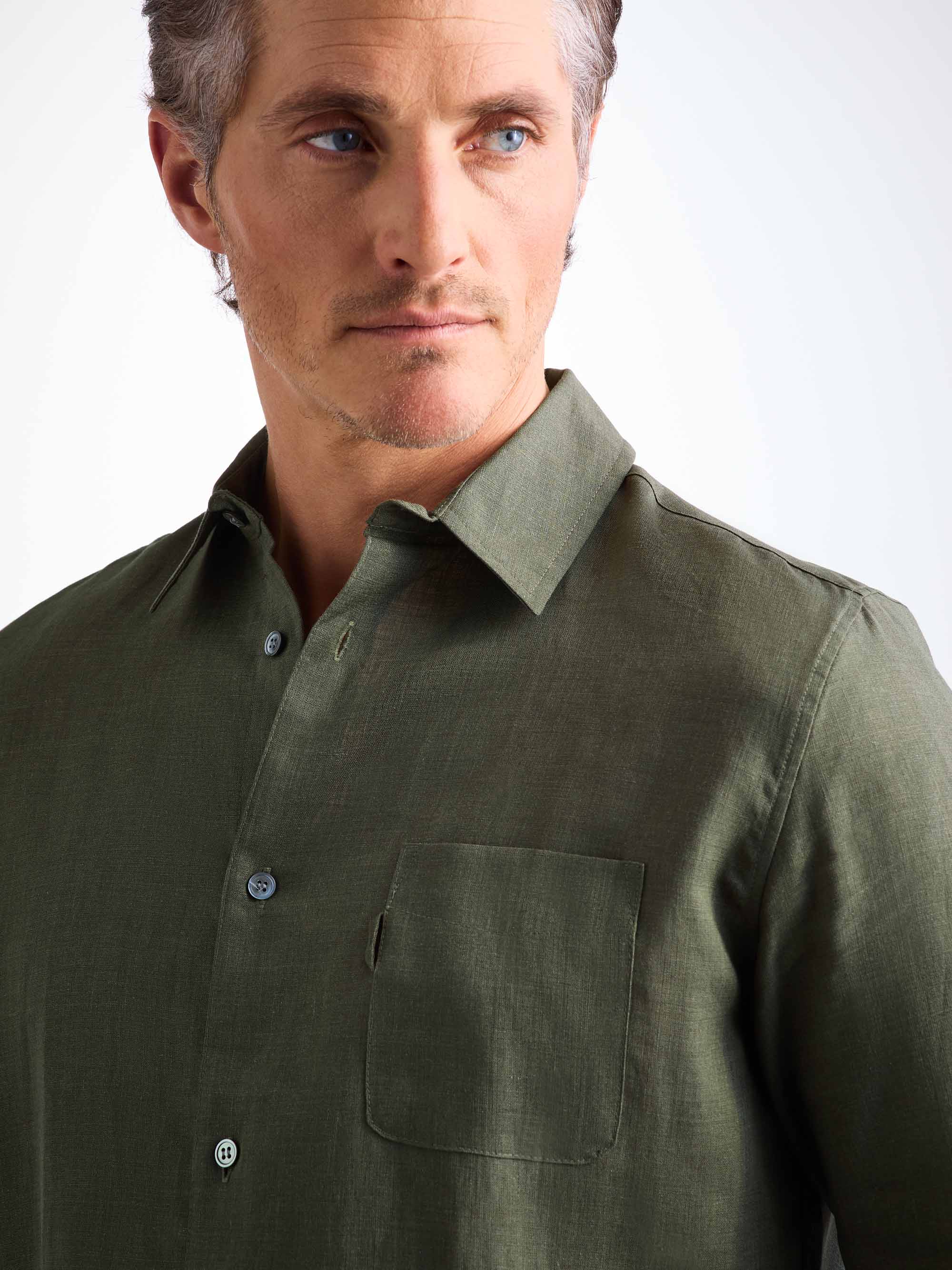 Men's Shirt Monaco Linen Khaki - Image 5