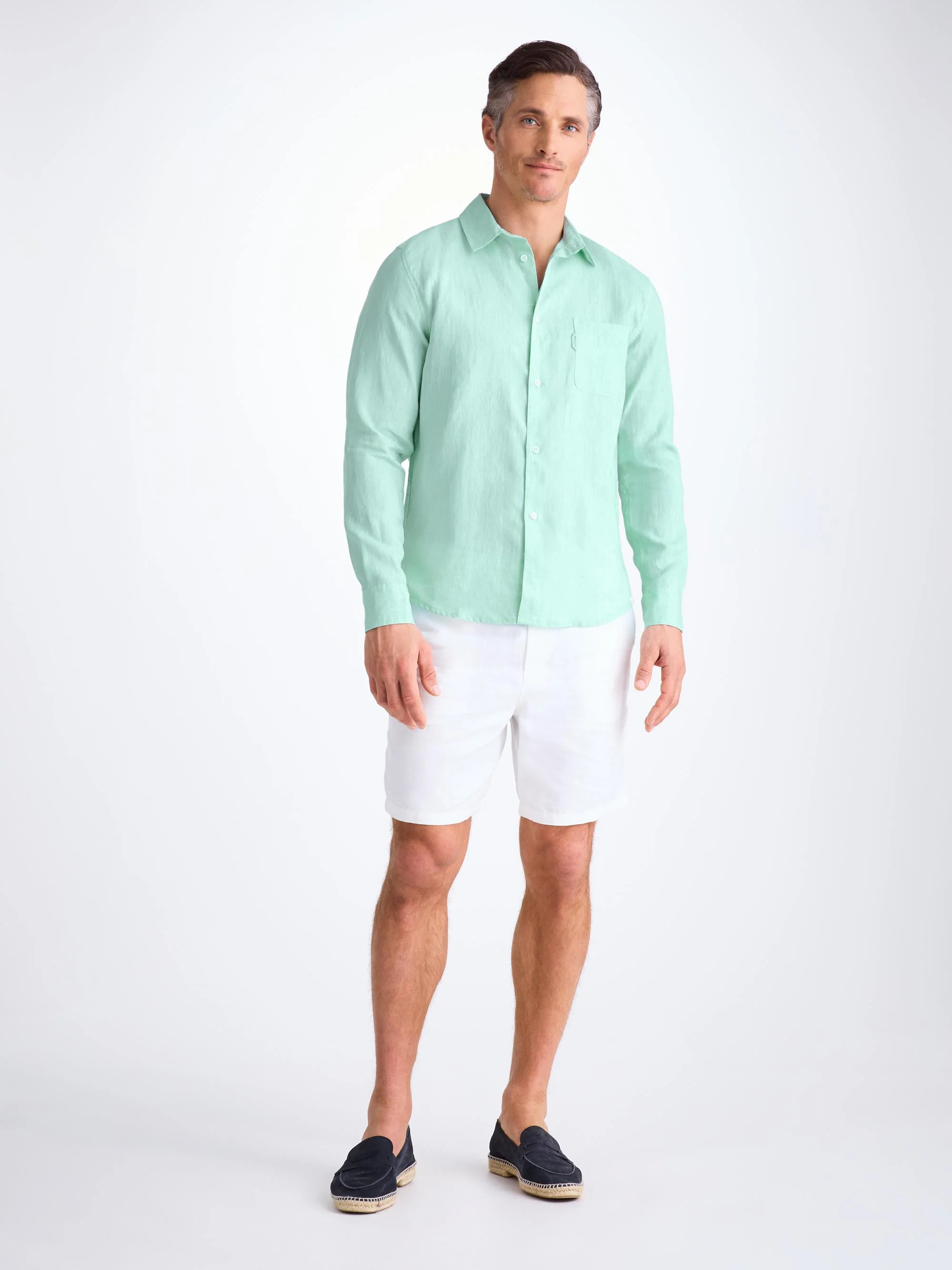 Men's Shirt Monaco Linen Mint Green - Image 3