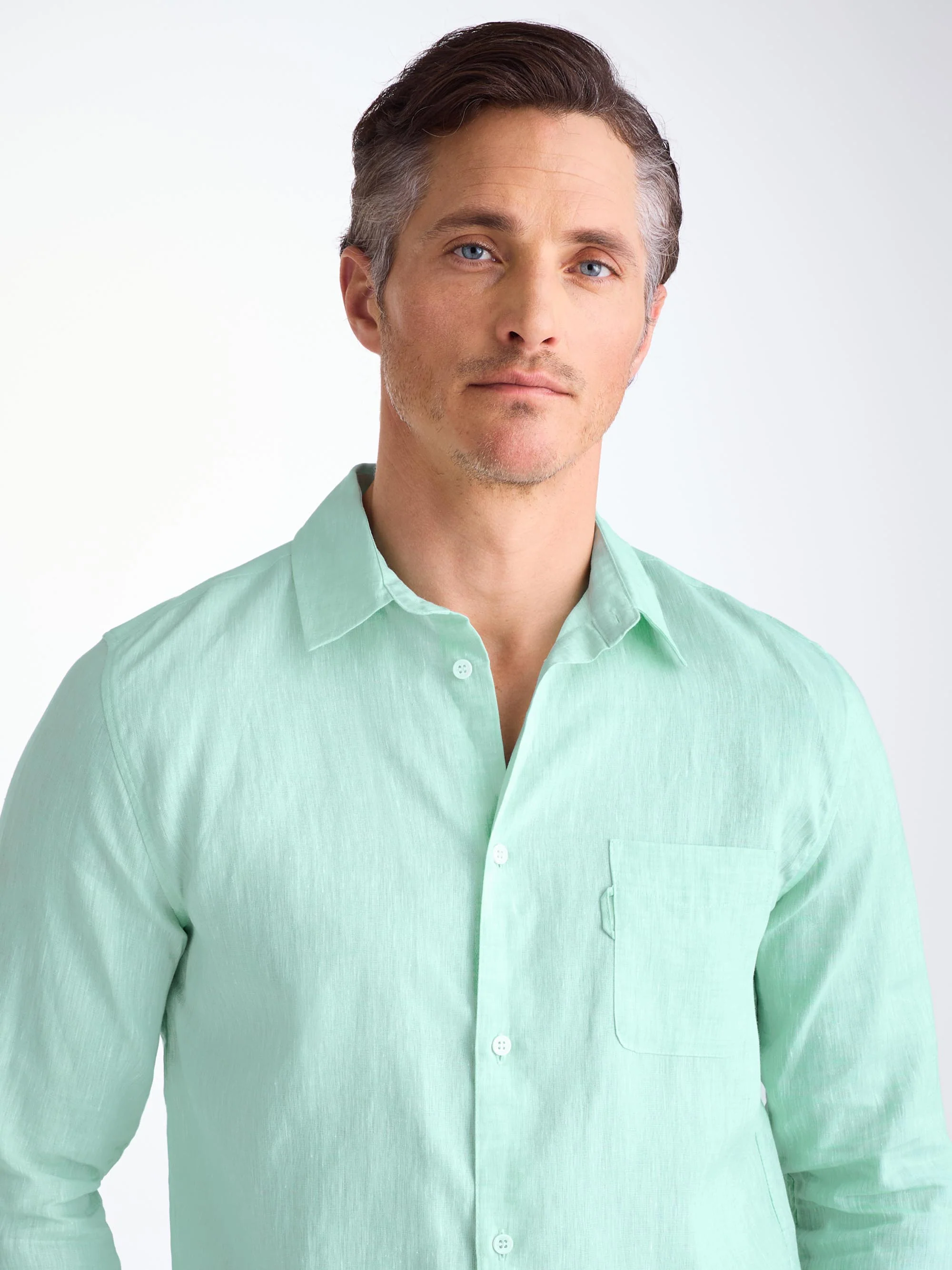 Men's Shirt Monaco Linen Mint Green - Image 5