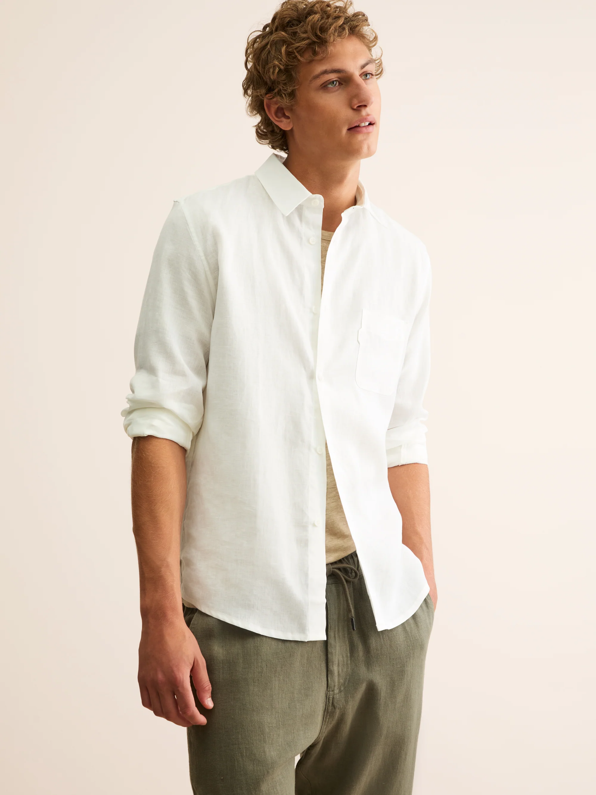 Men's Shirt Monaco Linen Off-White - Image 2