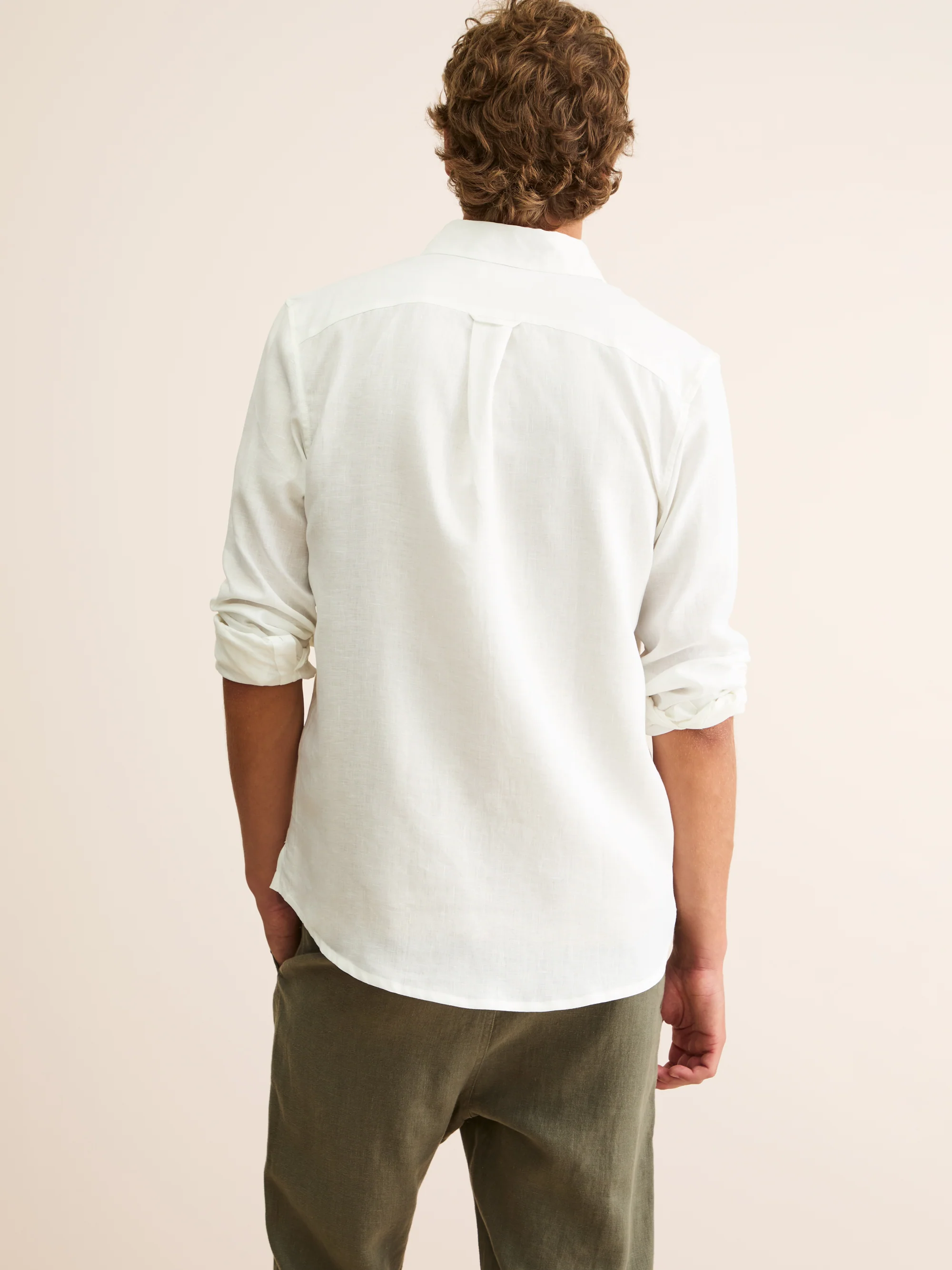 Men's Shirt Monaco Linen Off-White - Image 3