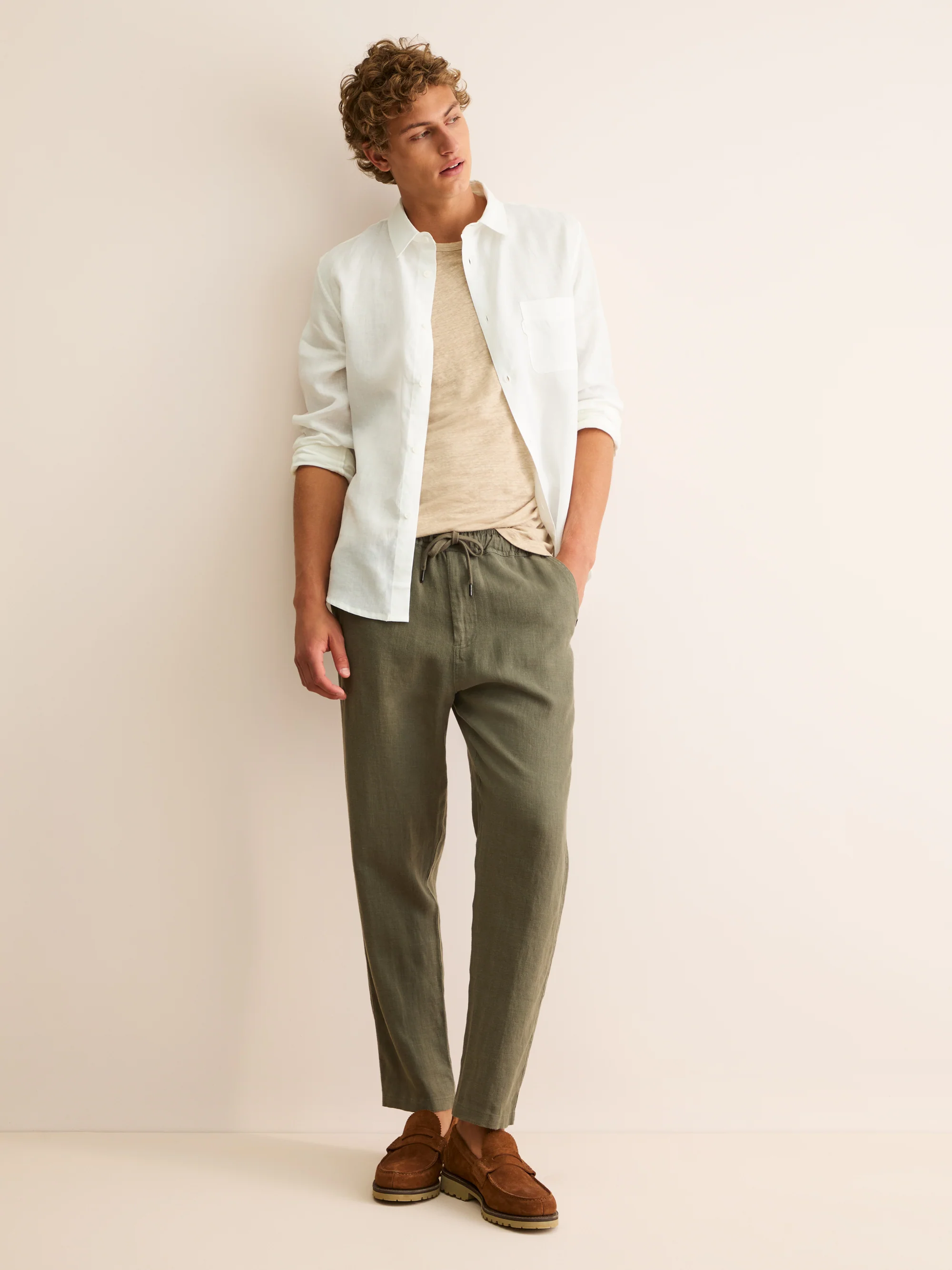 Men's Shirt Monaco Linen Off-White - Image 6