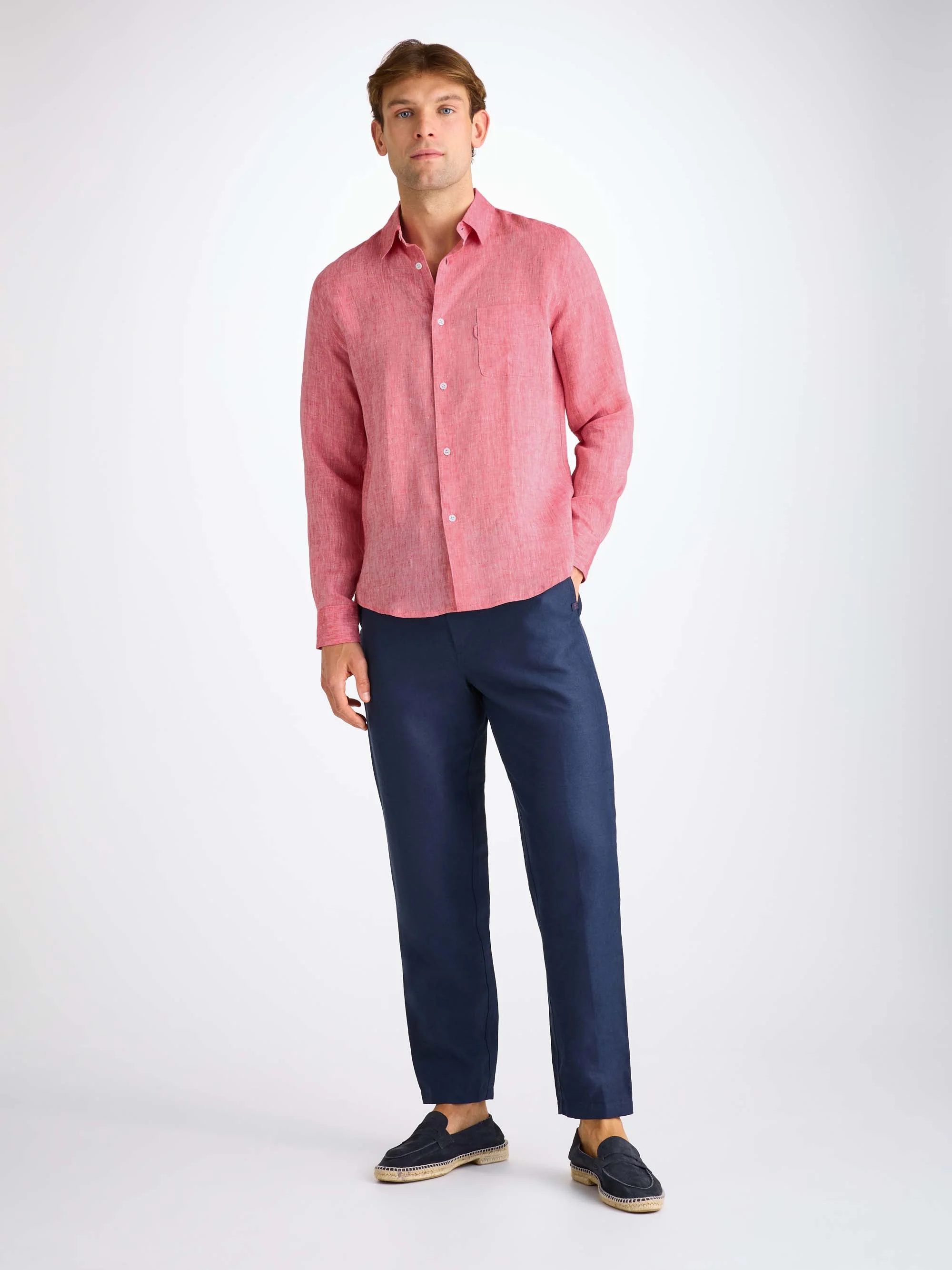 Men's Shirt Monaco Linen Red - Image 3